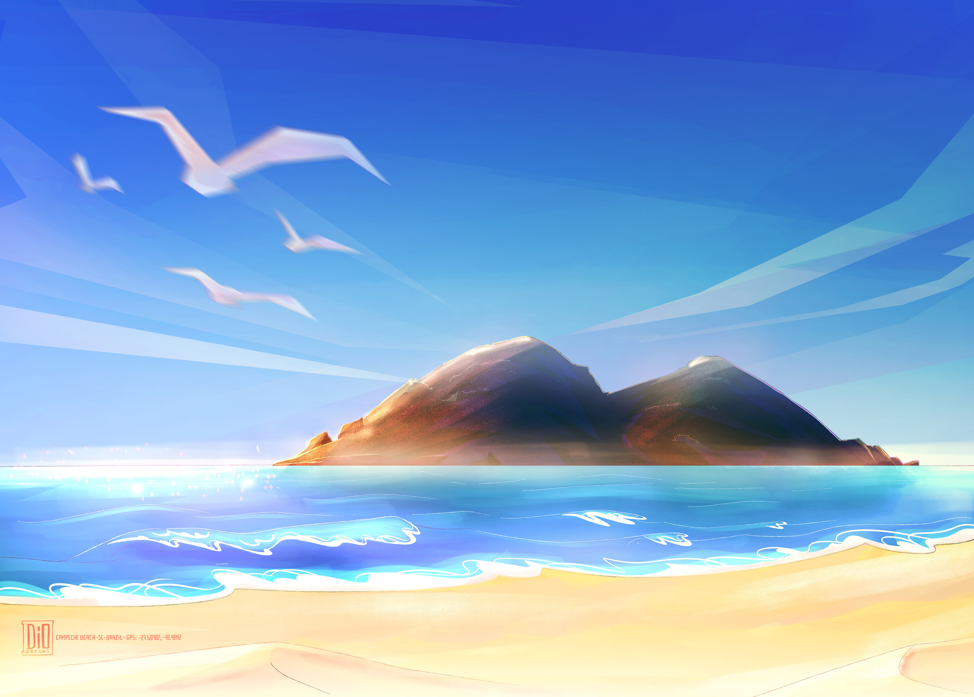 Campeche Island - Florianópolis - Brazil - Traditional Ink/Digital Painting