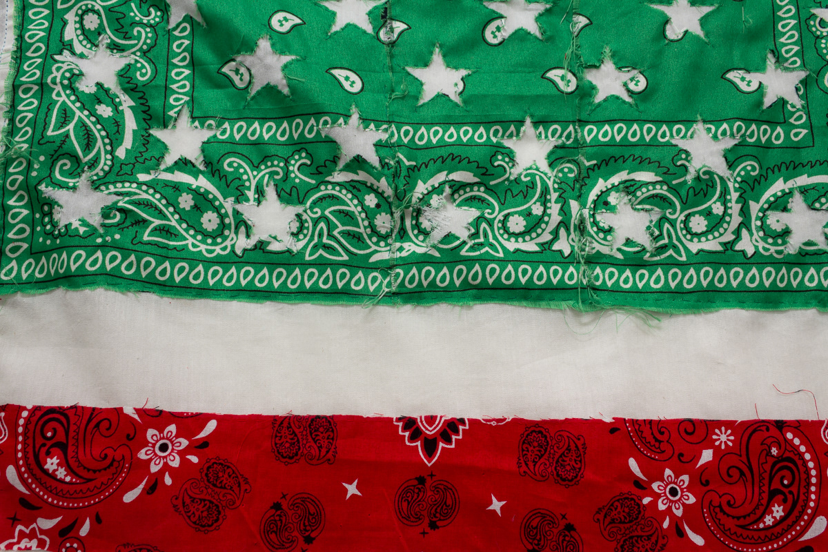 "RESISTANCE FLAG", detail shot. 