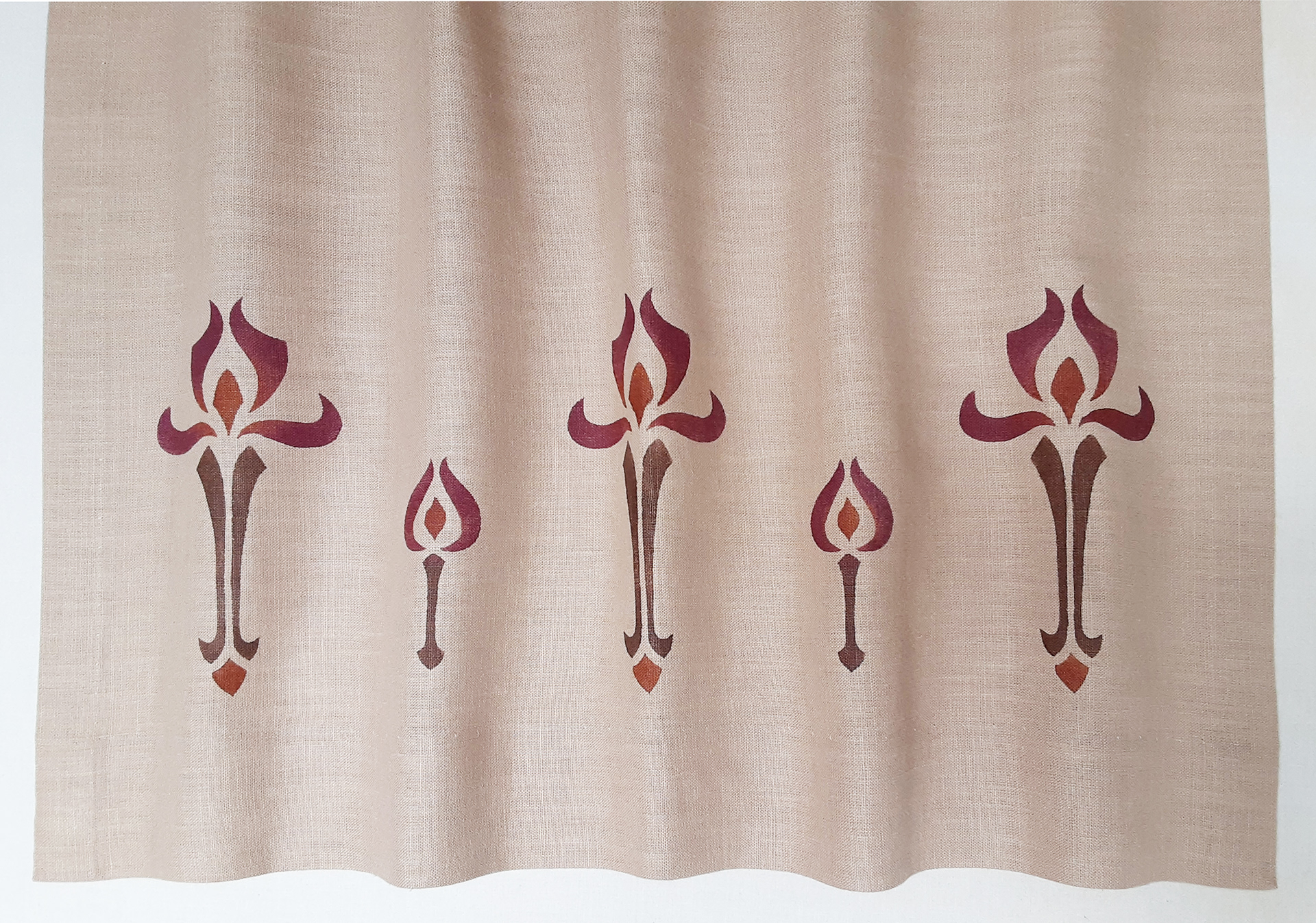 Iris & Bud in burgundy, copper & brown