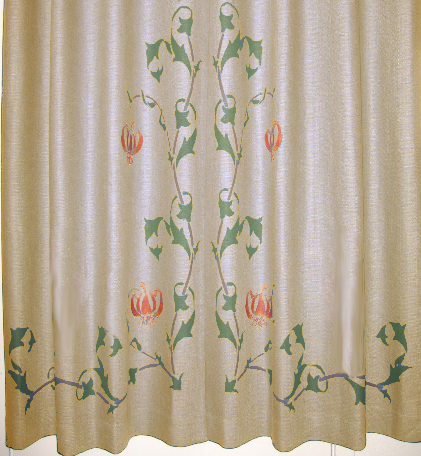 Morris Lily & Vine on Tan Linen