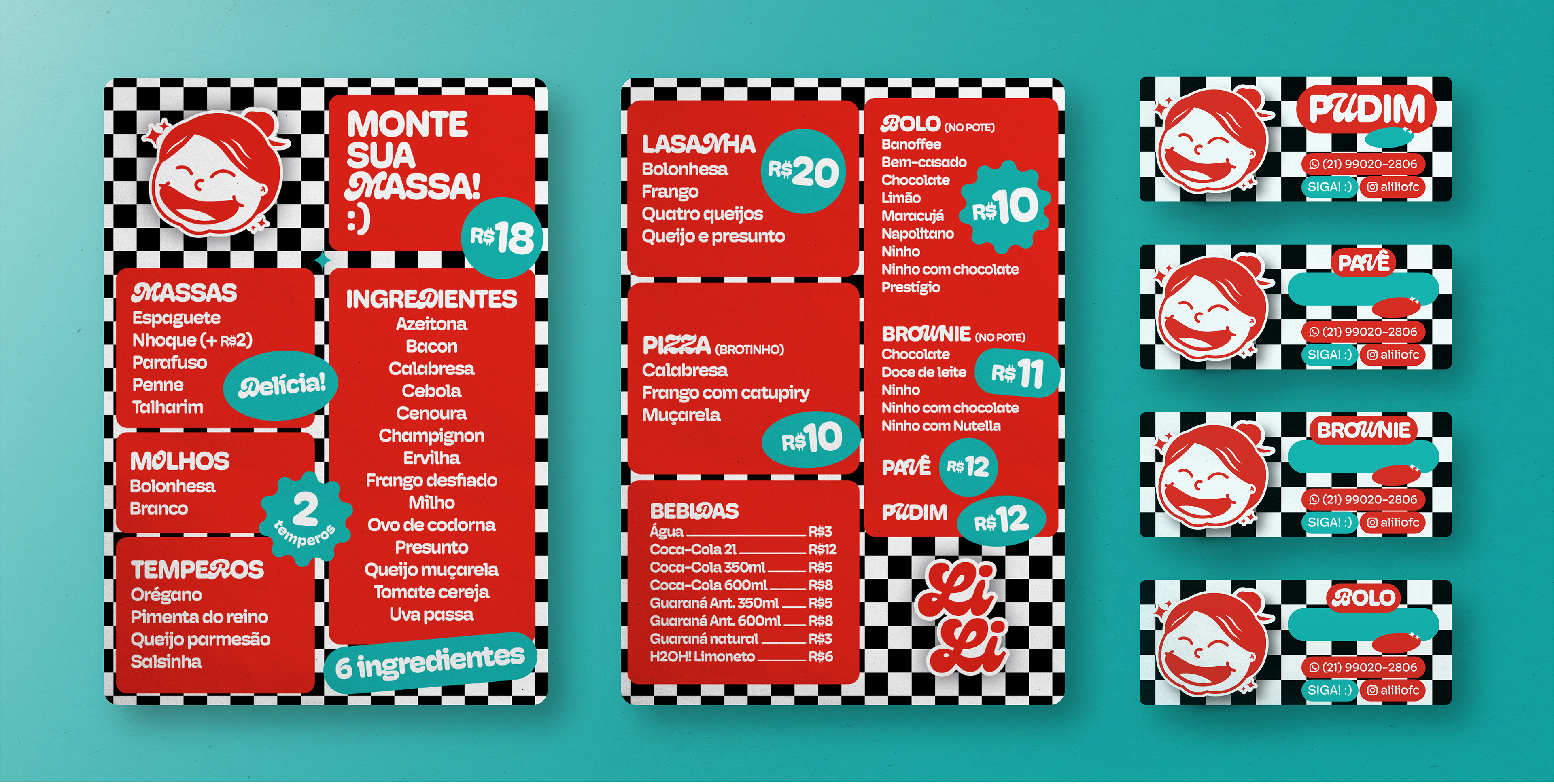 cardápio e etiquetas