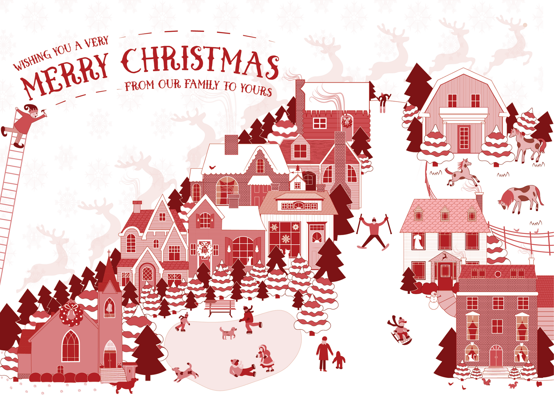 Christmas Village Holiday Card Design