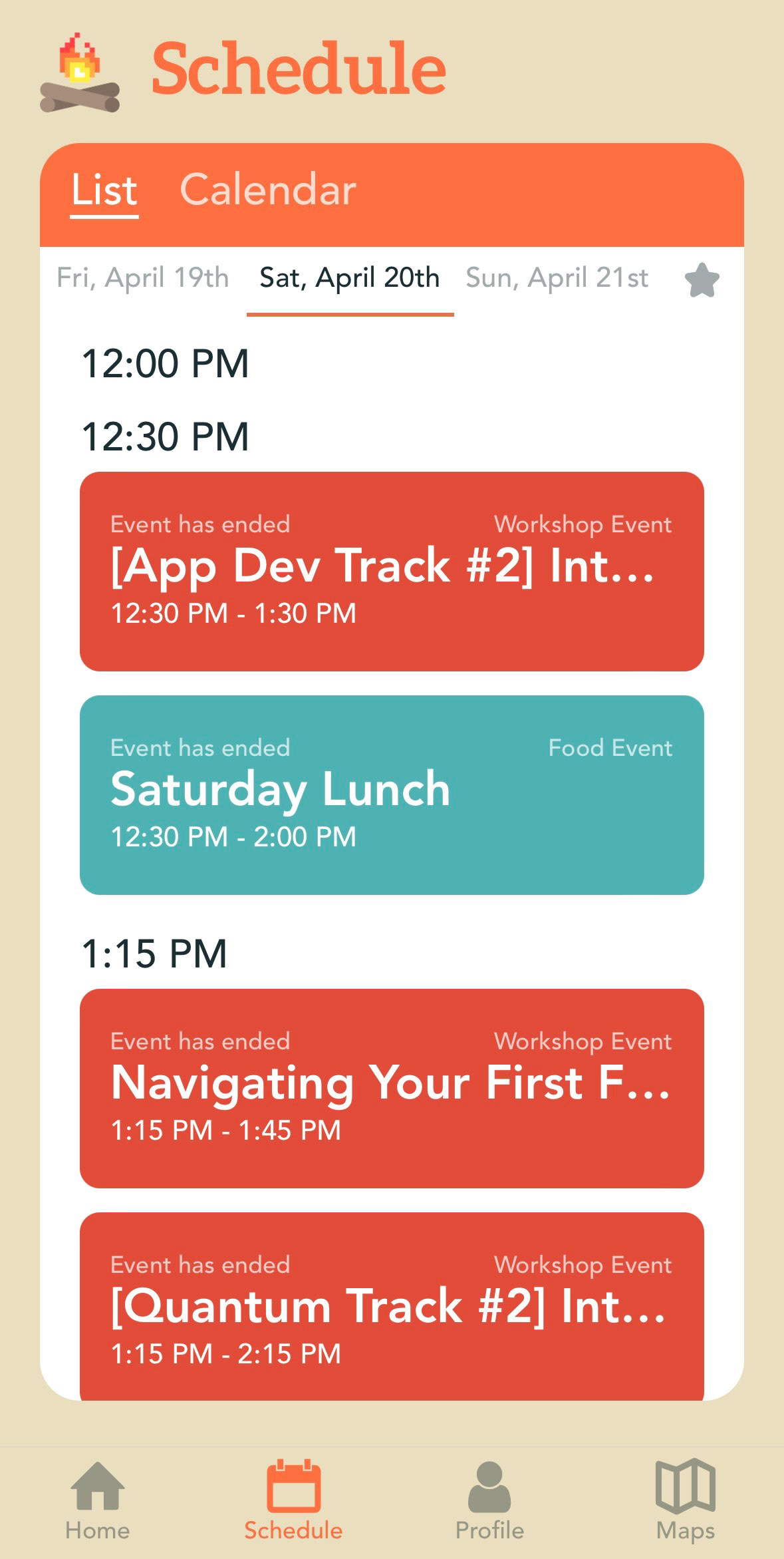 Schedule Page (Light Mode)