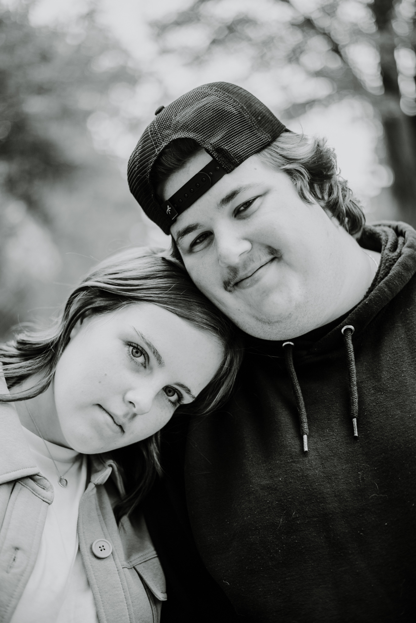 A & J closeup looking at the camera.