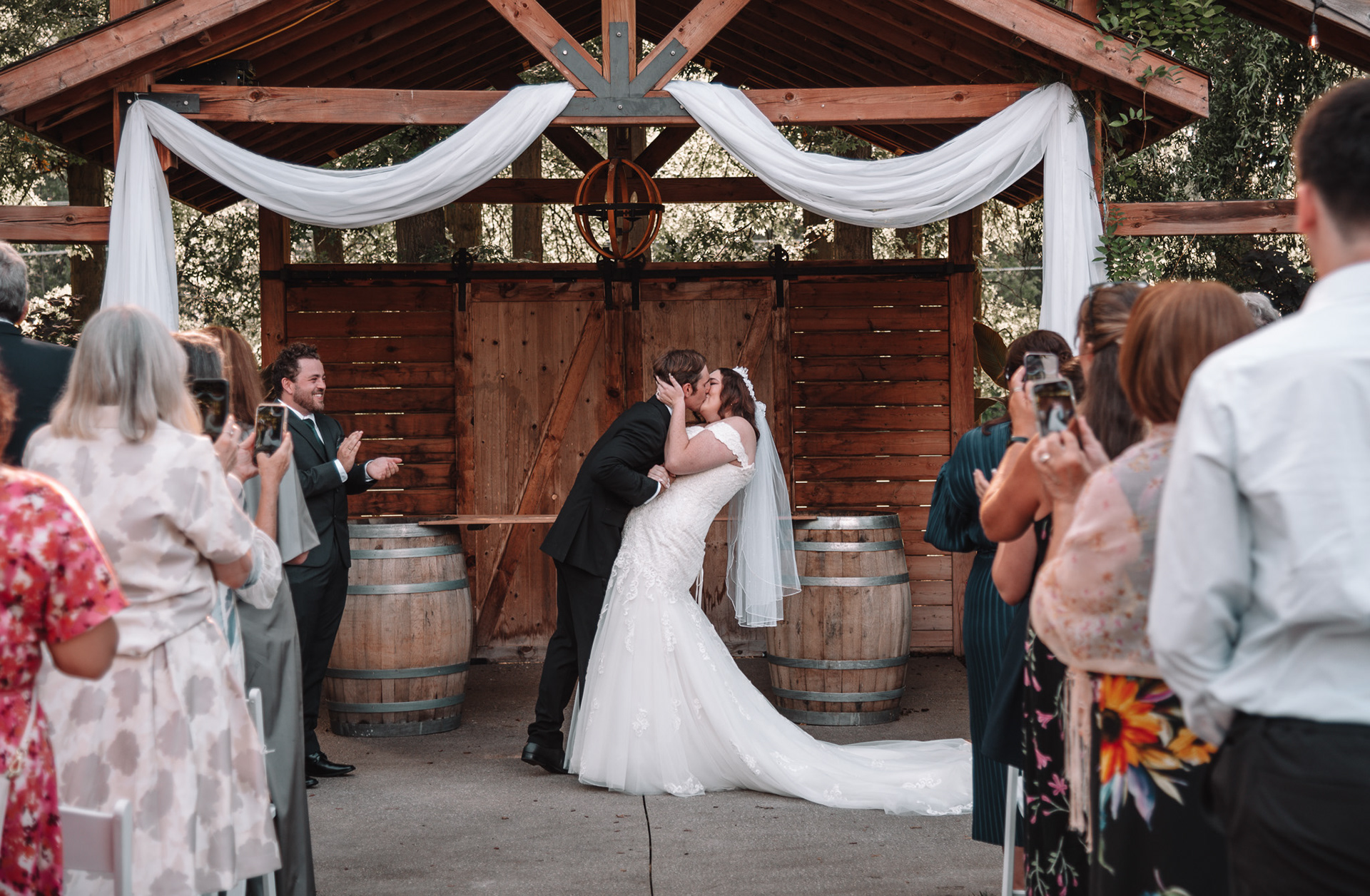 K & J's first kiss as a married couple.