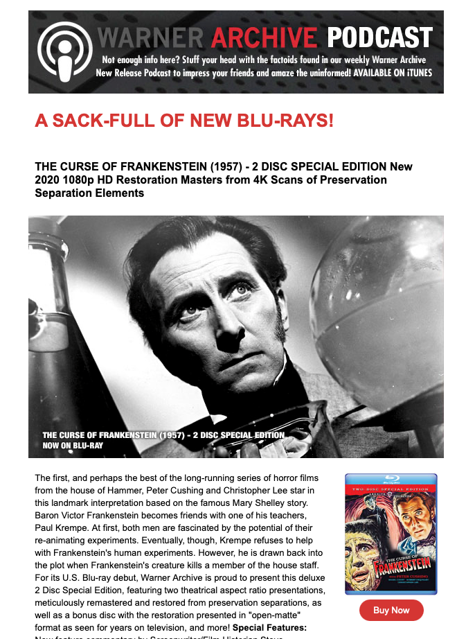 Warner Archive Newsletter from 12/07/20