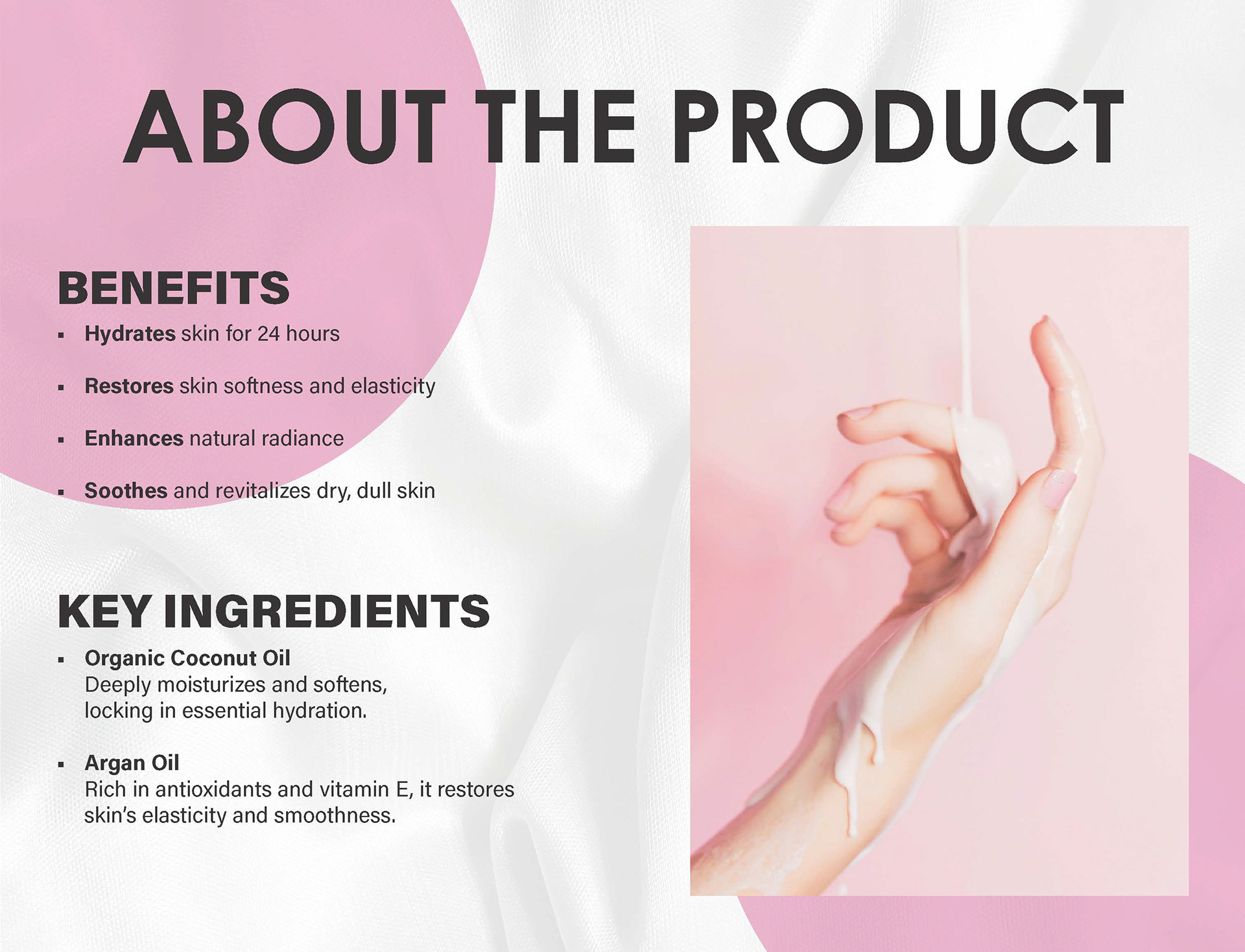 Pure Essence Presentation Design About the Product Page