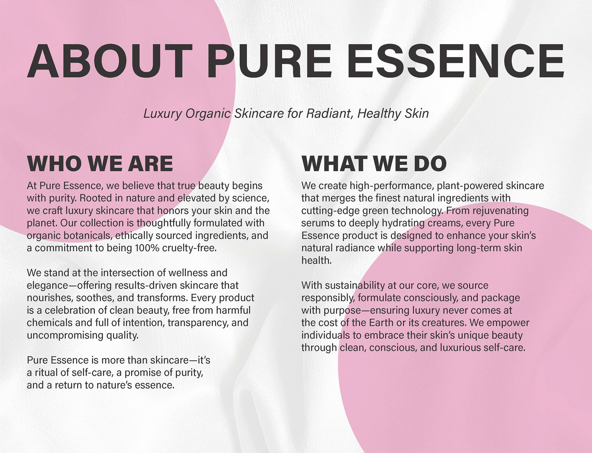 Pure Essence Presentation Design About Page