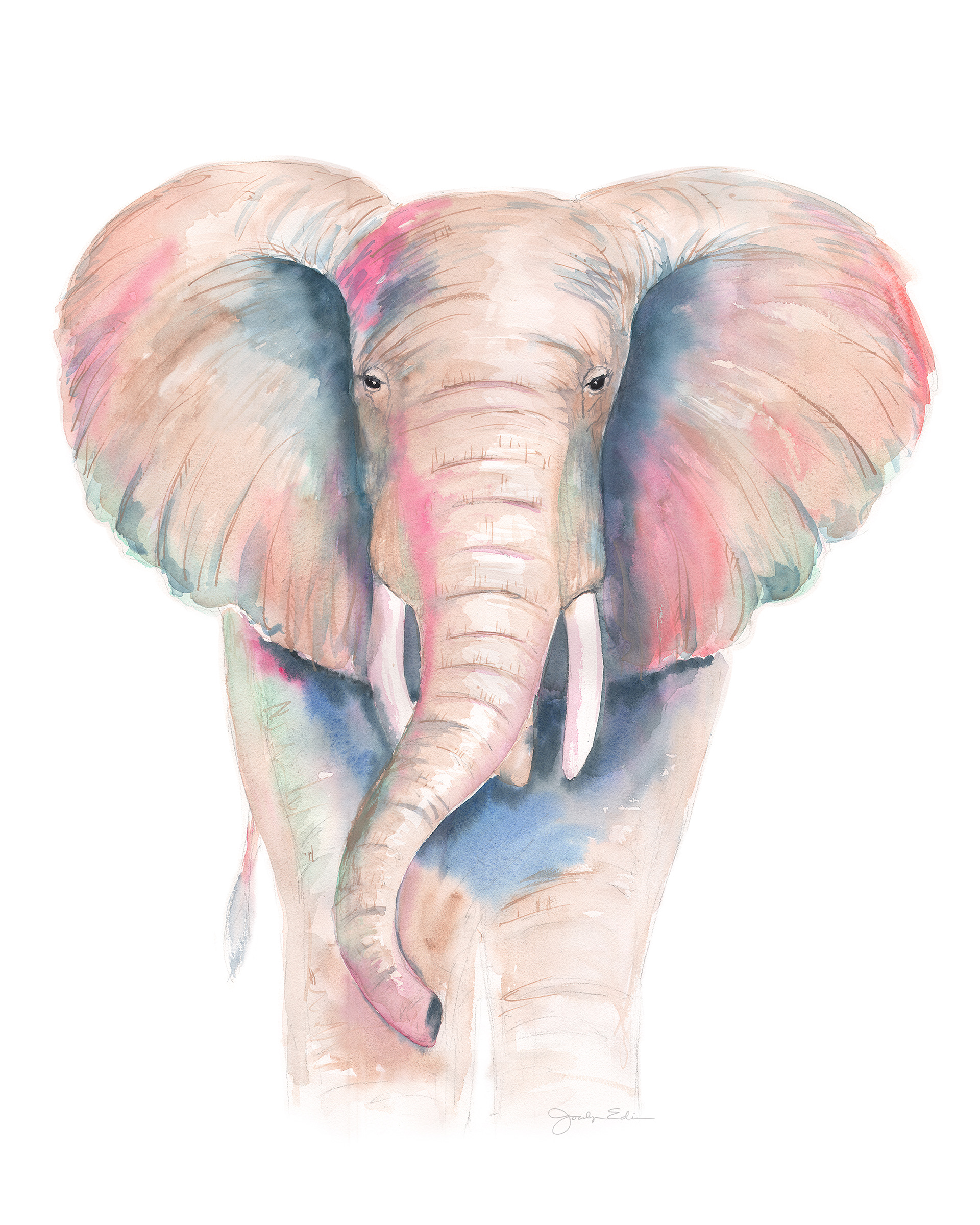 Majestic Elephant, 16" x 20", original watercolor