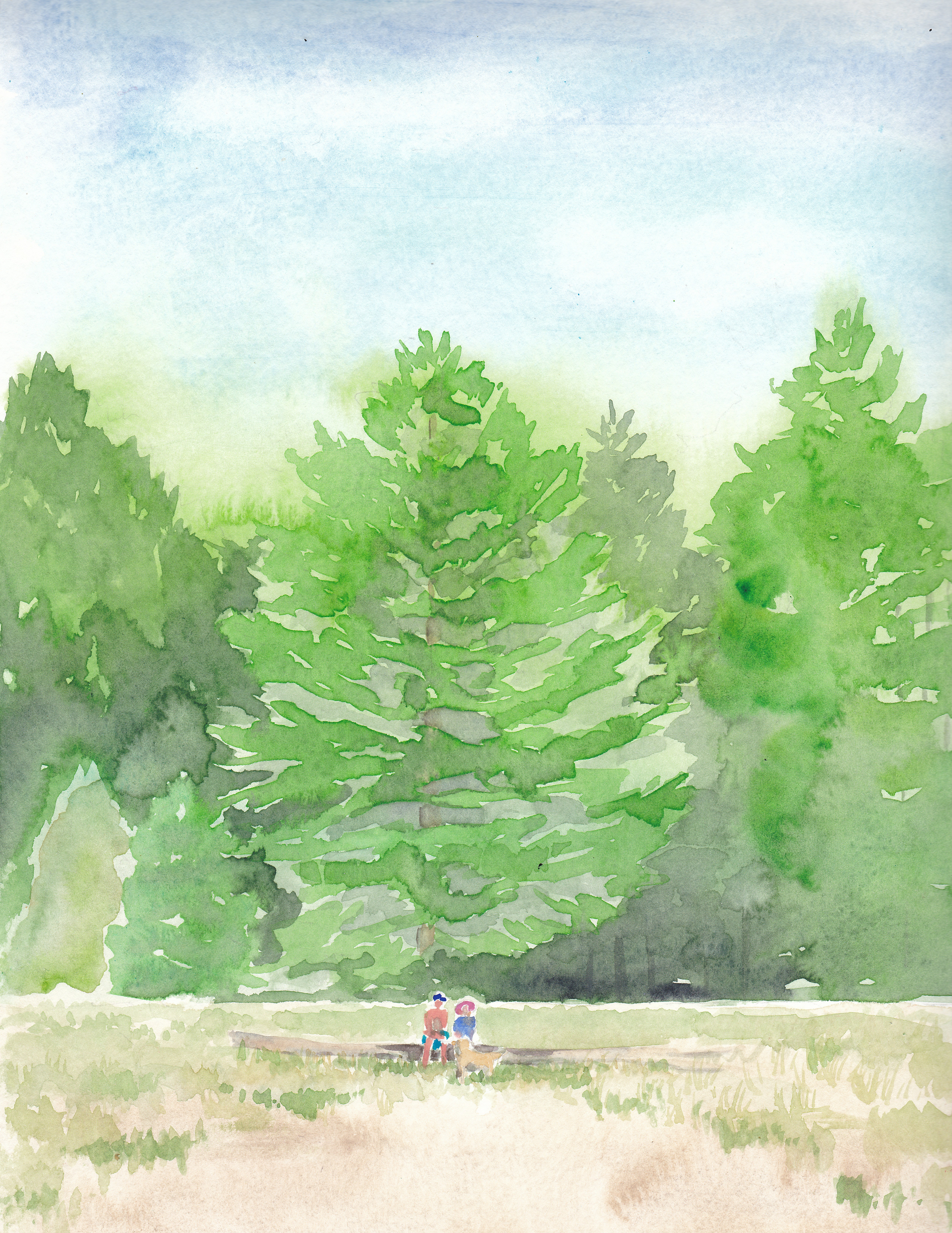 Grand Island, original watercolor, 9" x 12"