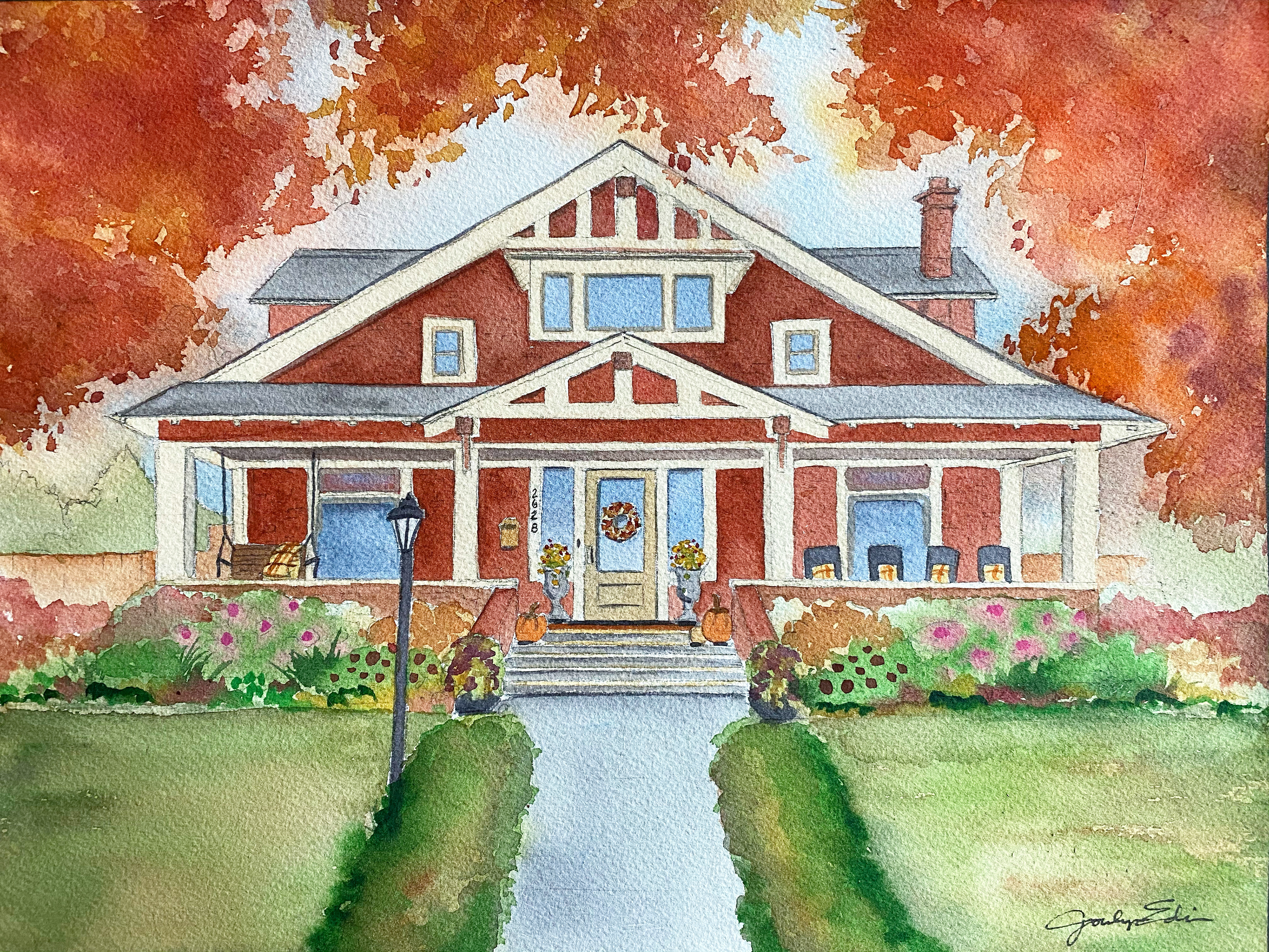 Craftsman Home, 11" x 14", original watercolor