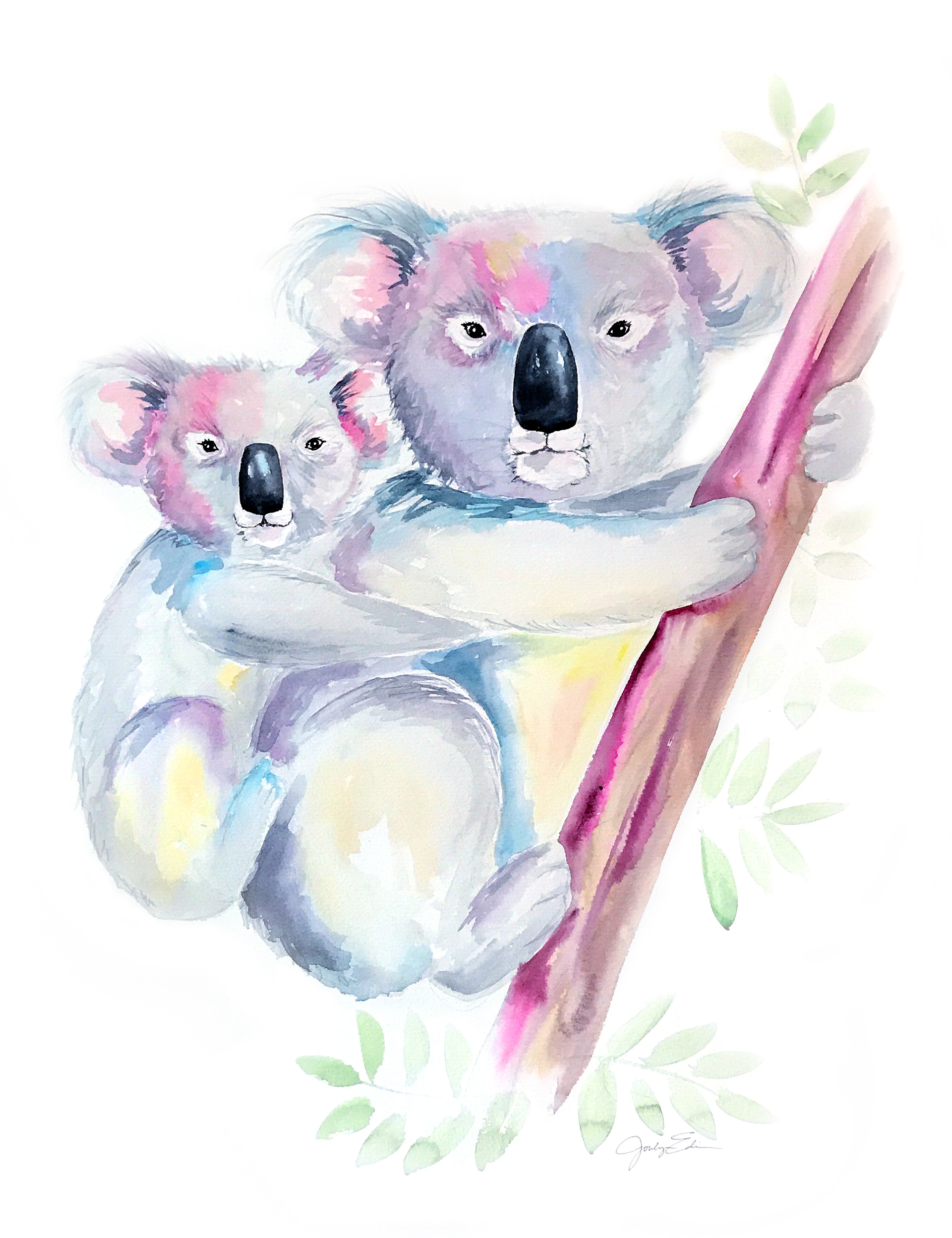 Koala Mama, 18" x 24", original watercolor