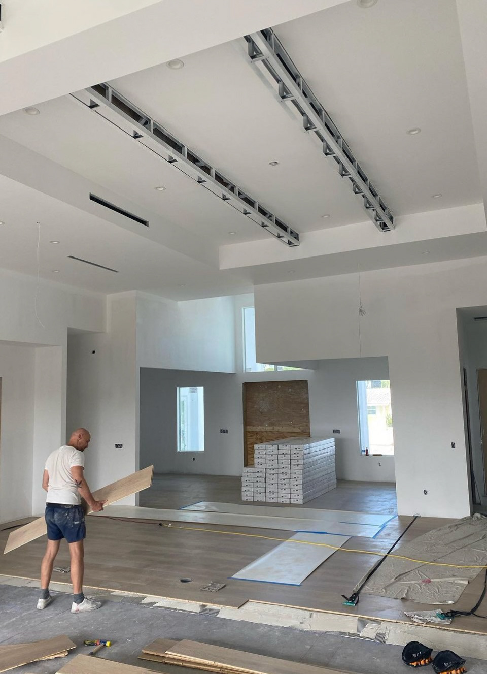 2800 sqft glue down hardwood floor