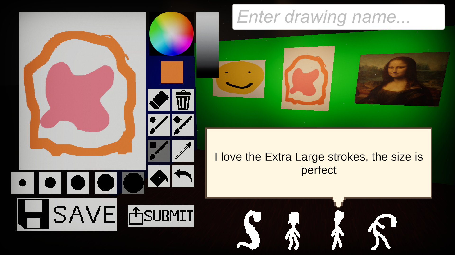 Example of different shape and sized brushes with different colors