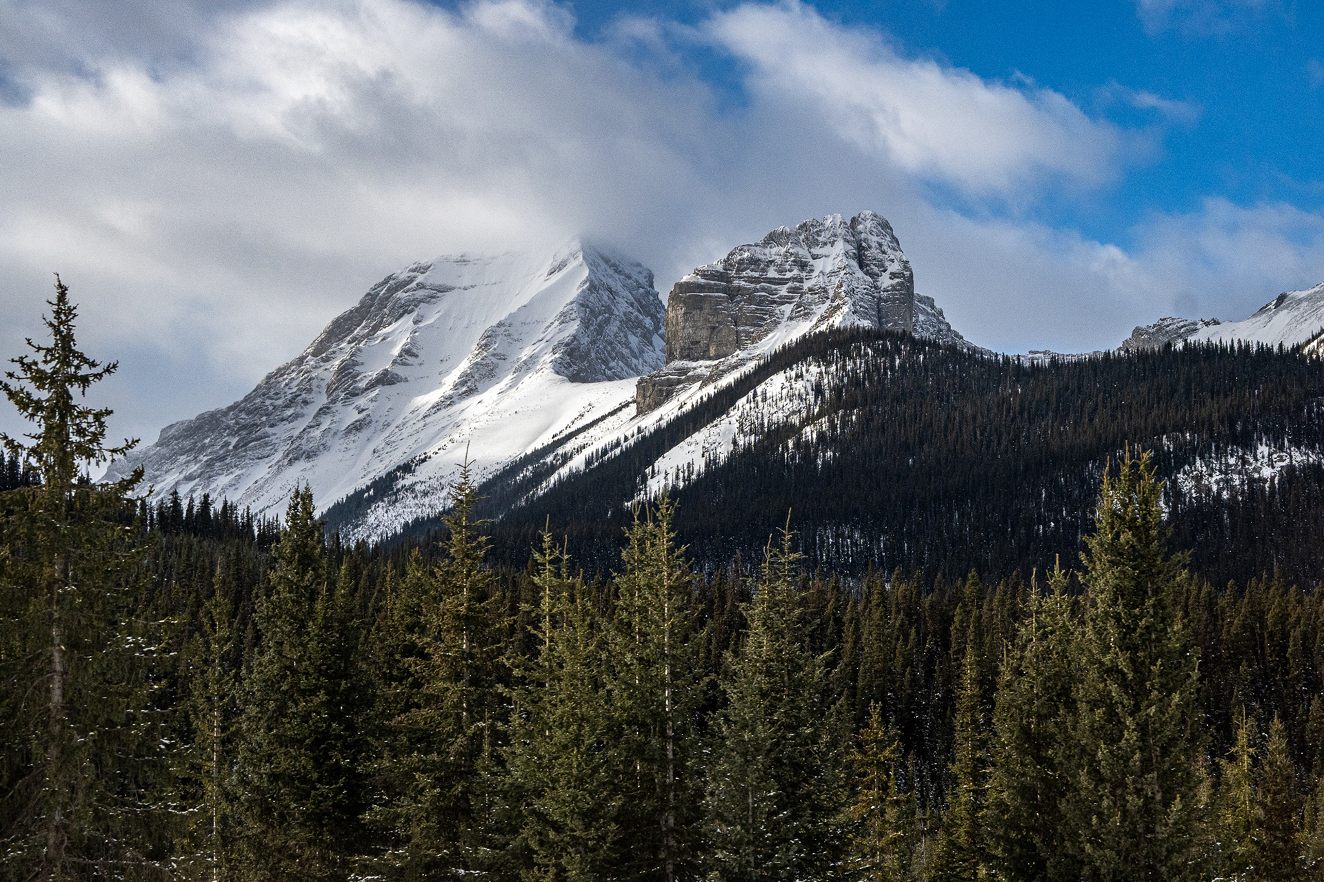 Mountains from the drive to Canmore from Kananaskis