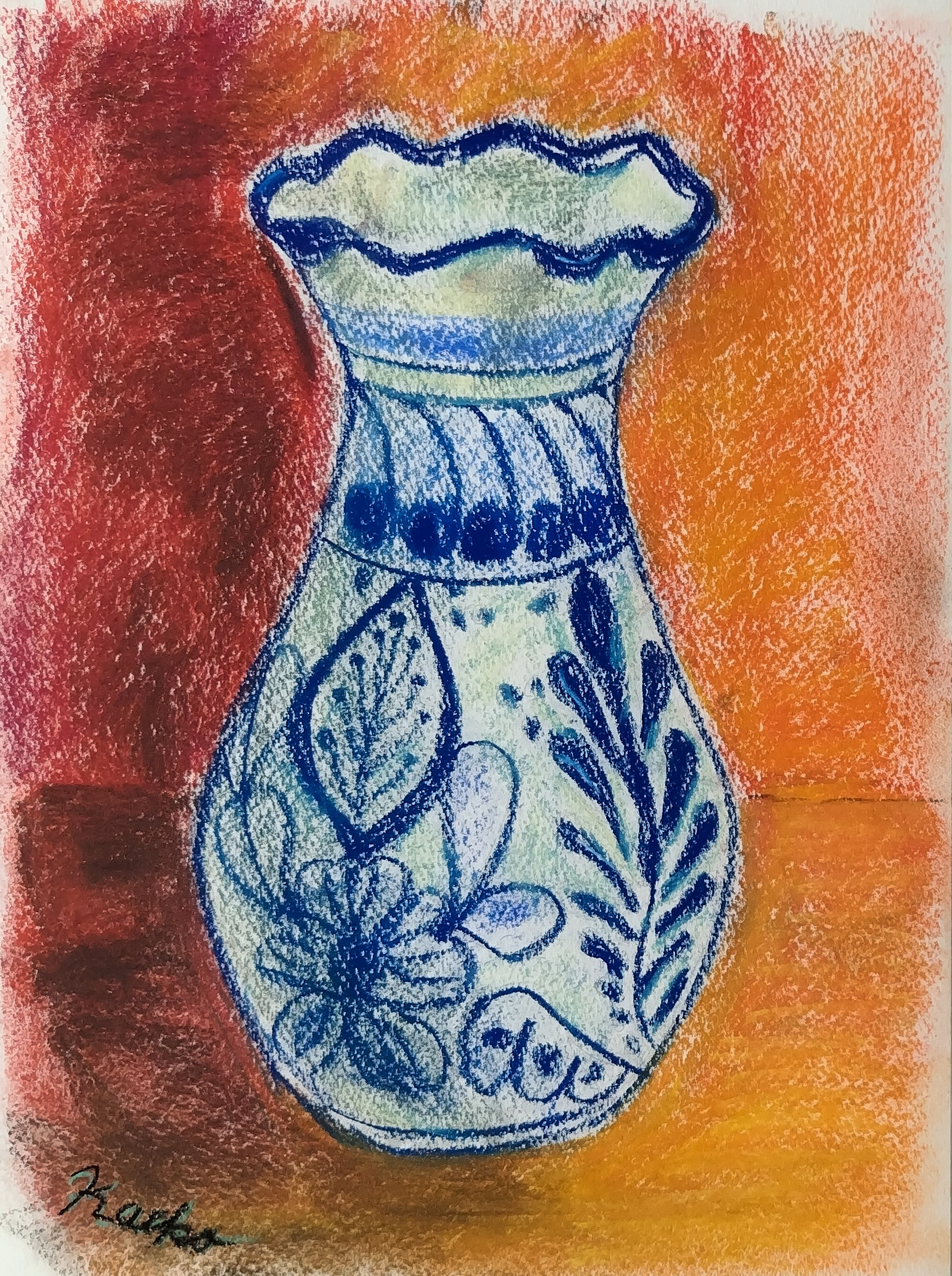 Talavera Pottery Vase with Vibrant Background