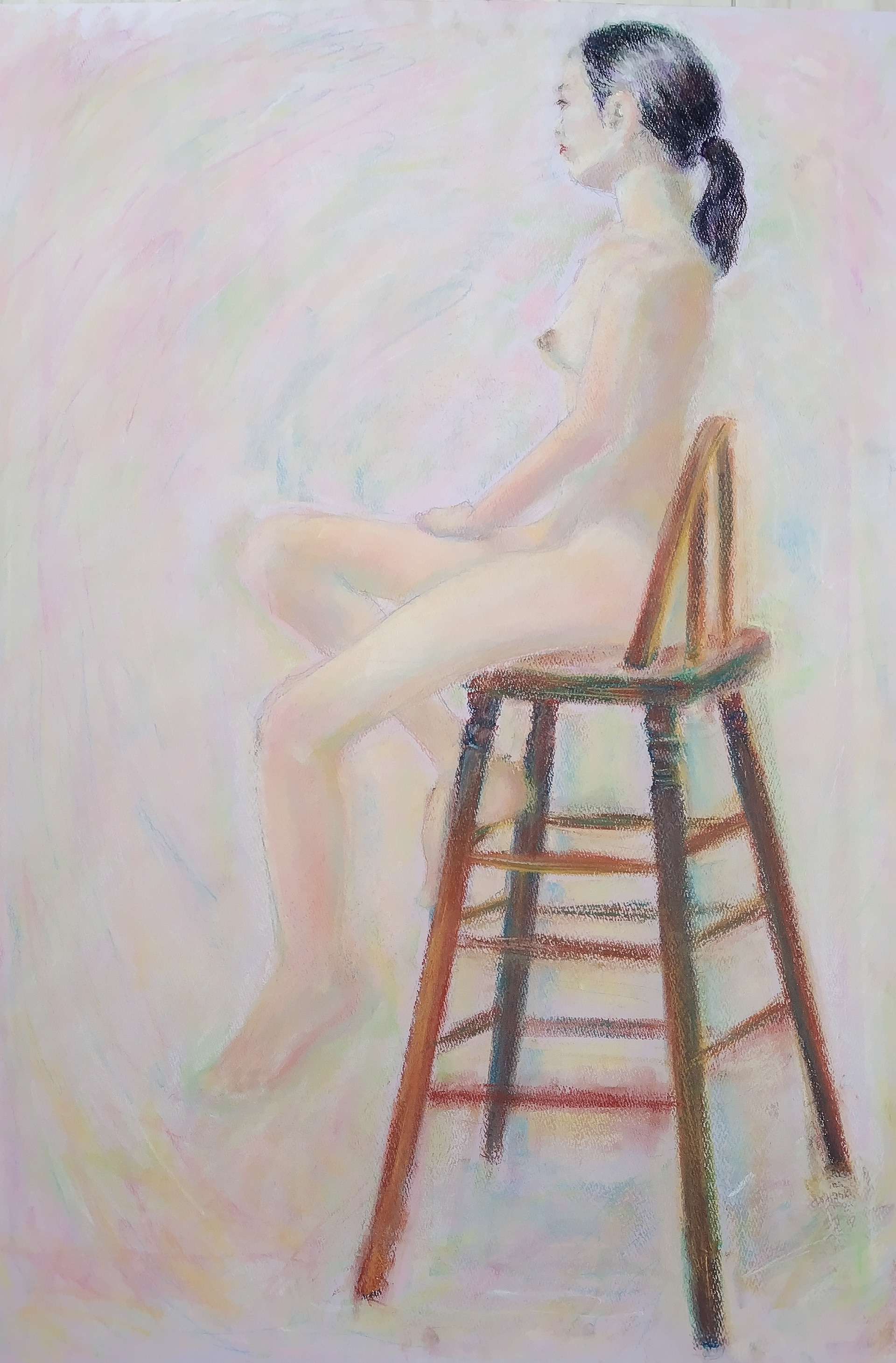 Female nude in pastel colour background 2022