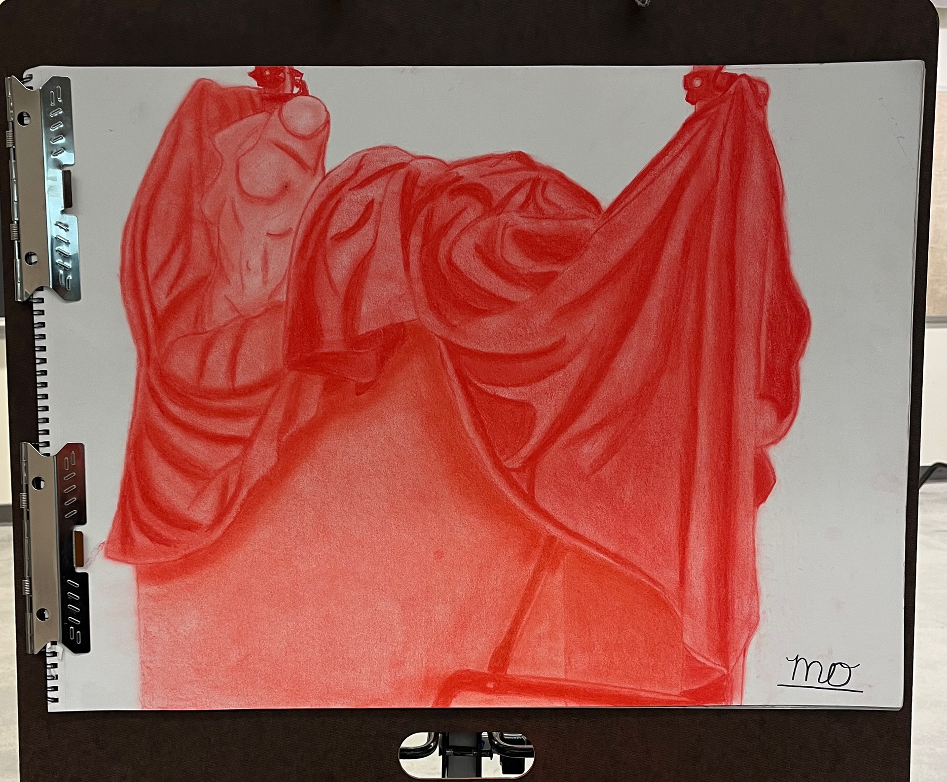 Red Conte Crayon Drapery