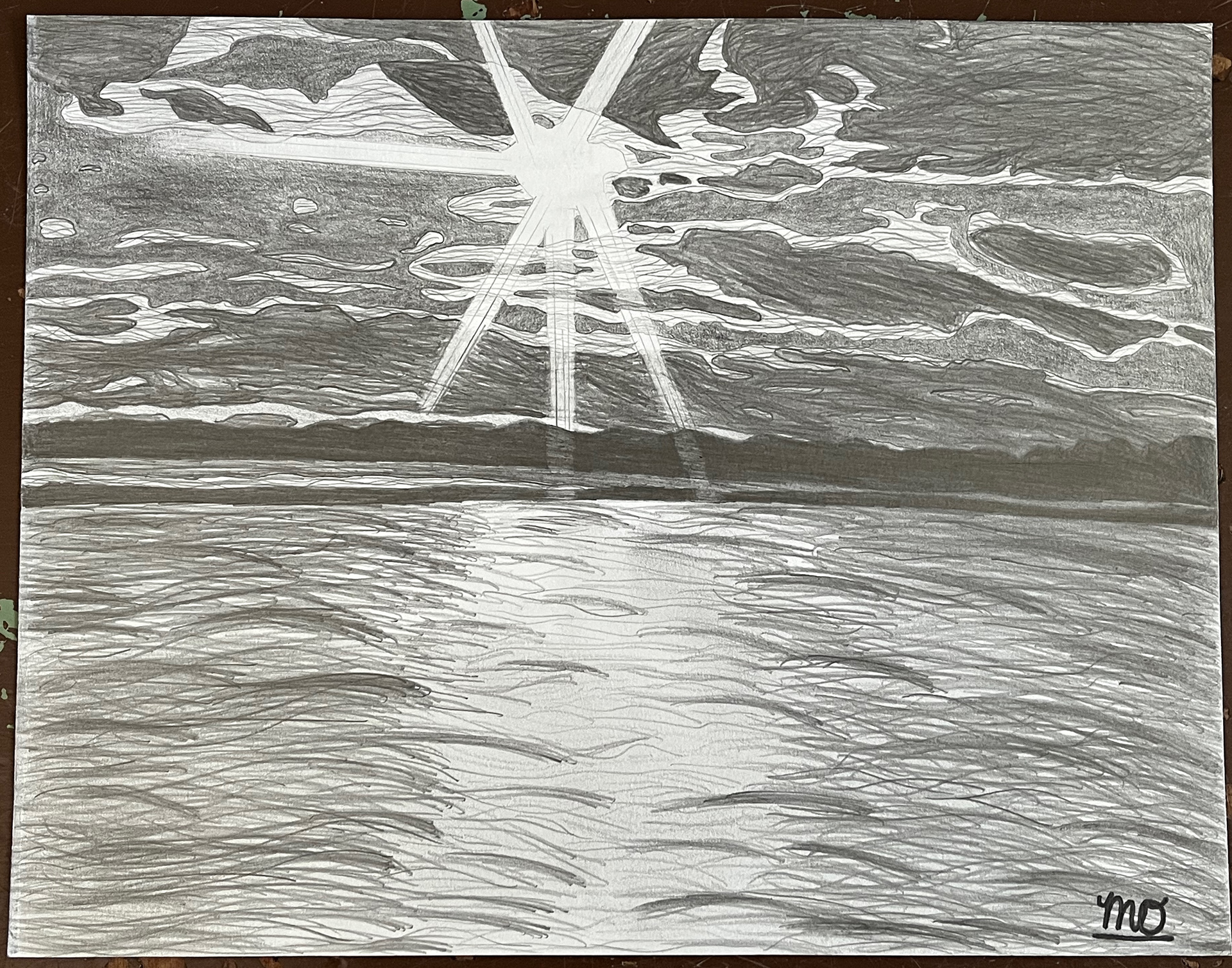 Line Art of Ocean City Inlet Sunset