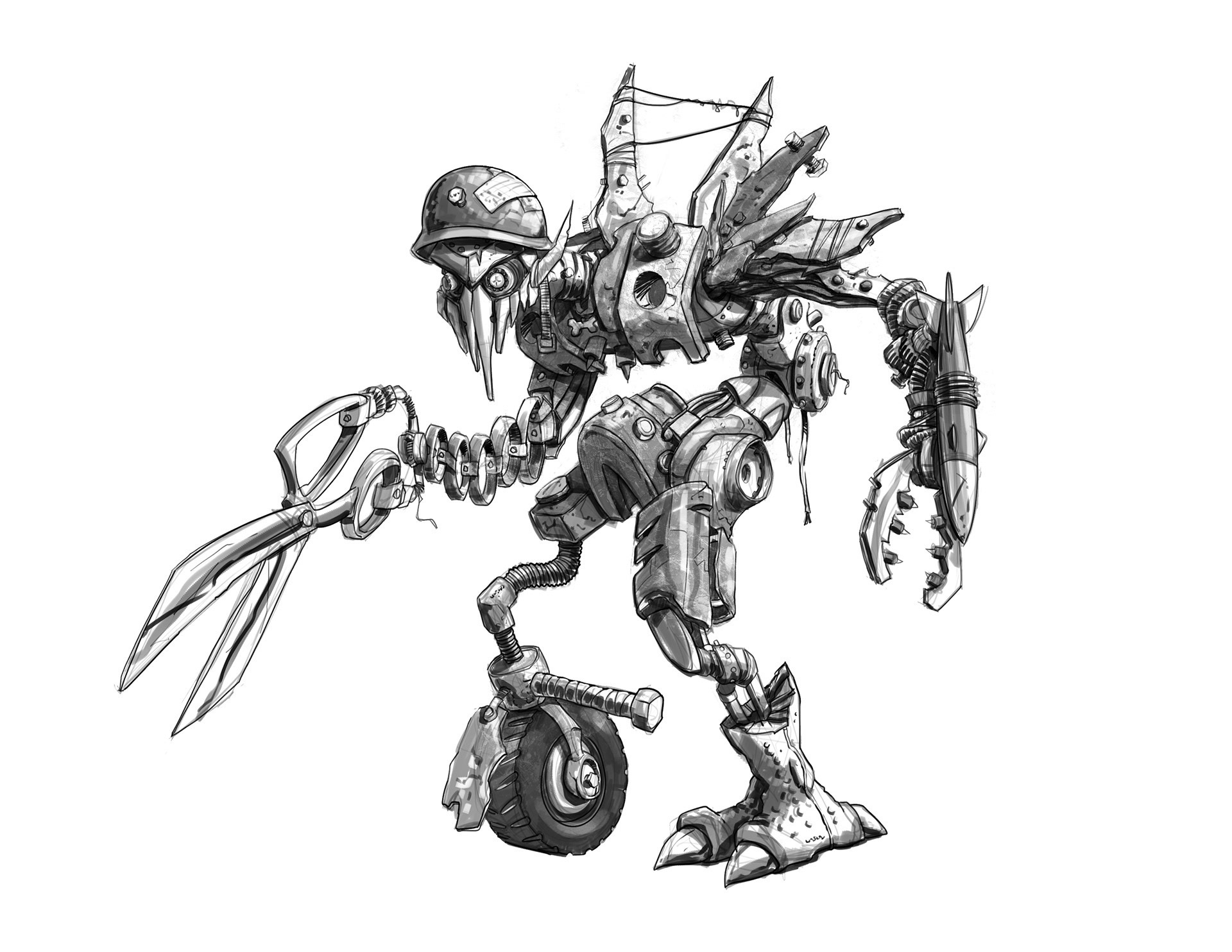 Dessin au trait Killer Robot - Illustration - TemplateMonster