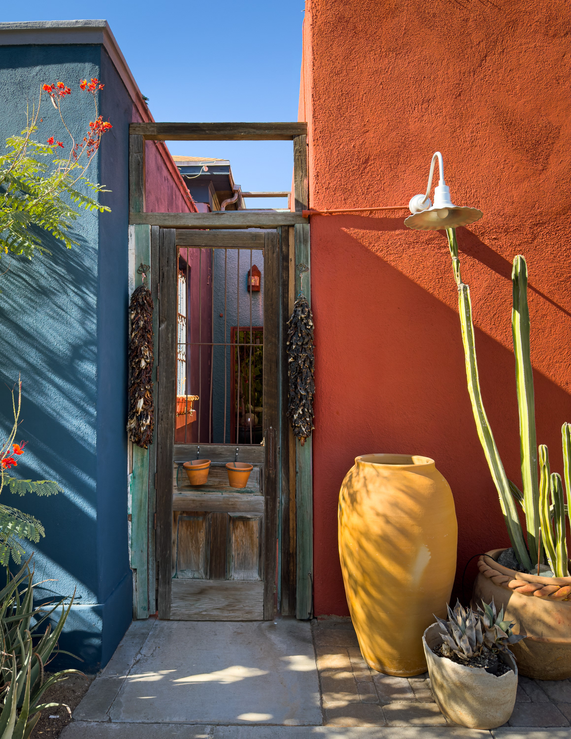 10.) Sun Washed Urns Decorate a Barrio Viejo Door