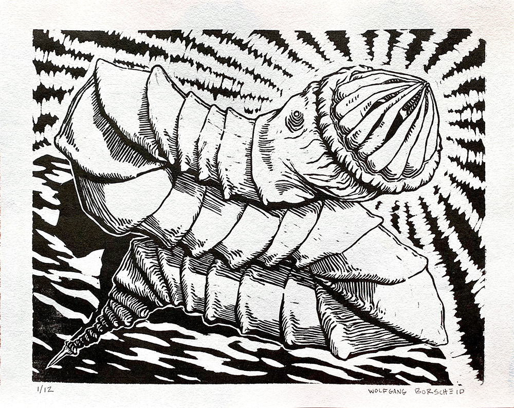 'EEEUUUGH' Woodcut print, 9x12in