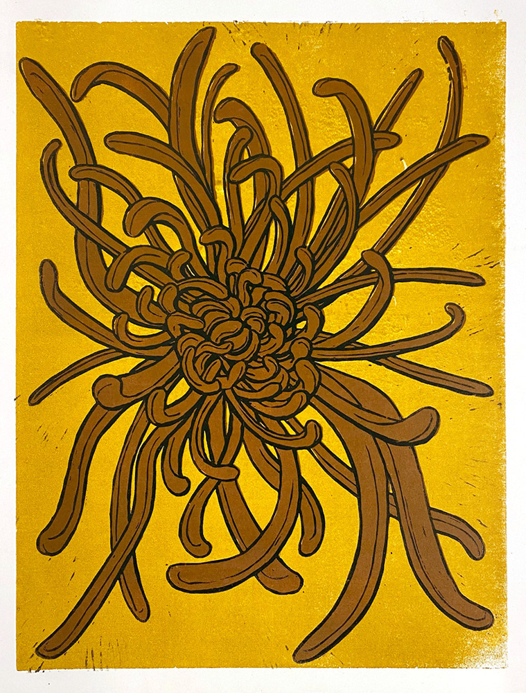 Chrysanthemum:  Lithograph and Woodblock