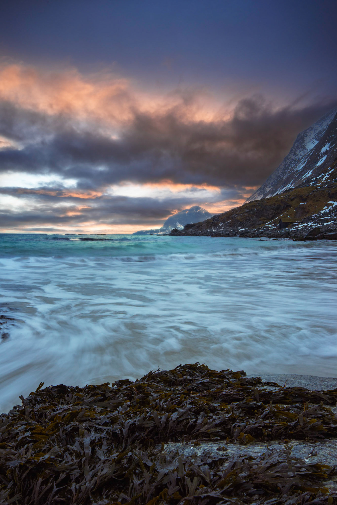 Sonnenuntergang am Hauklandstrand