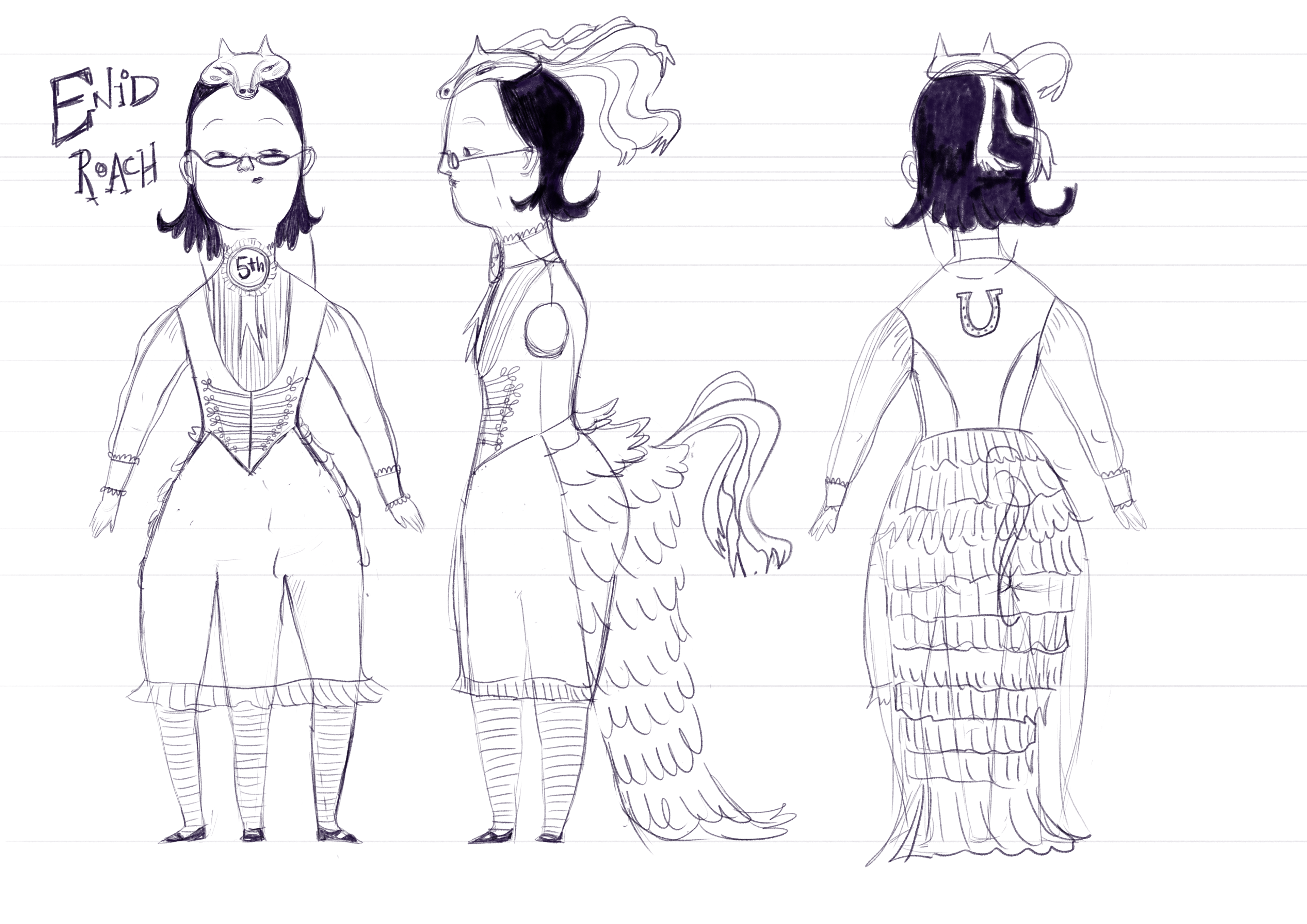 Enid Roach turn around with costumes