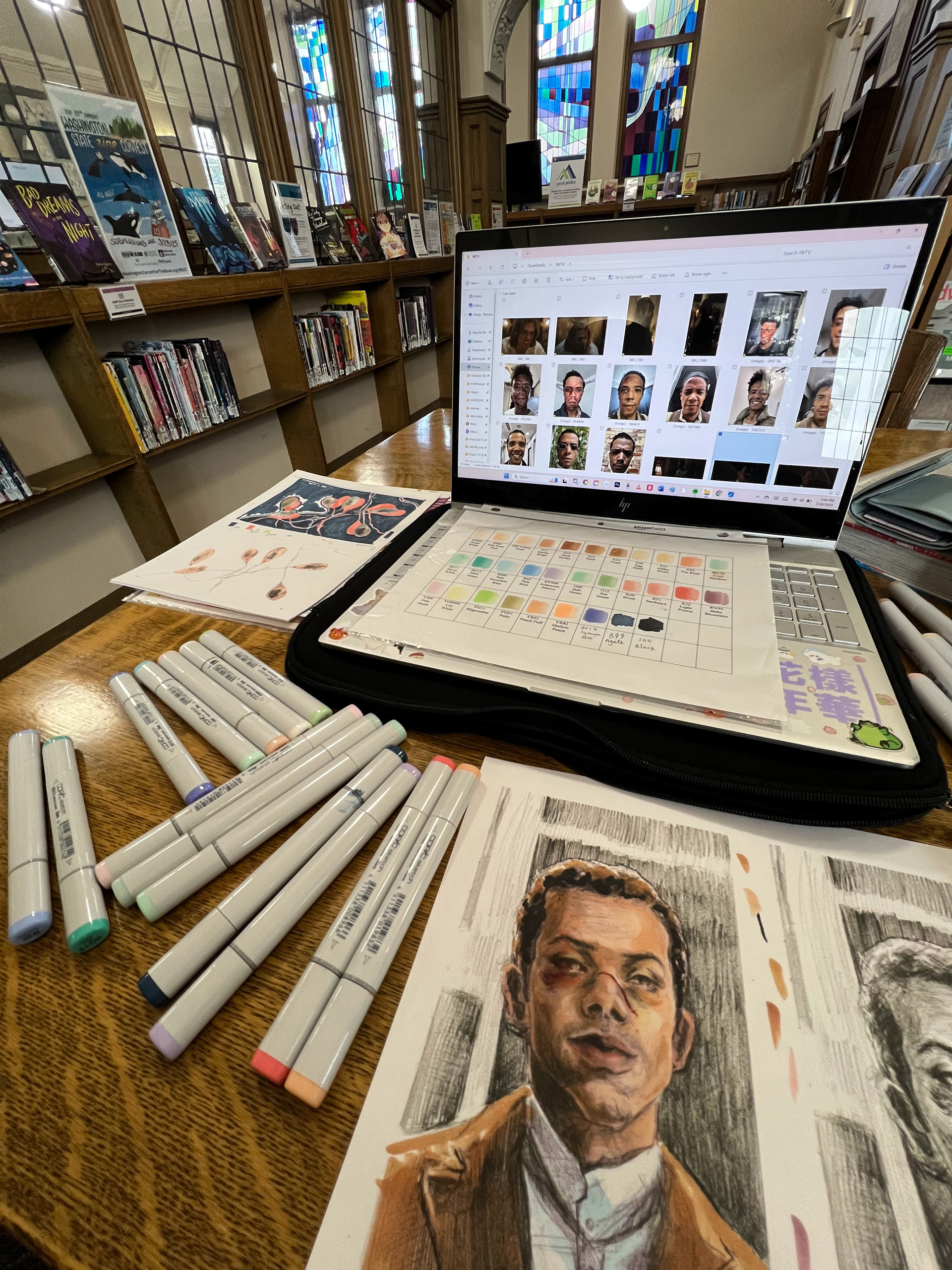 Working in the library