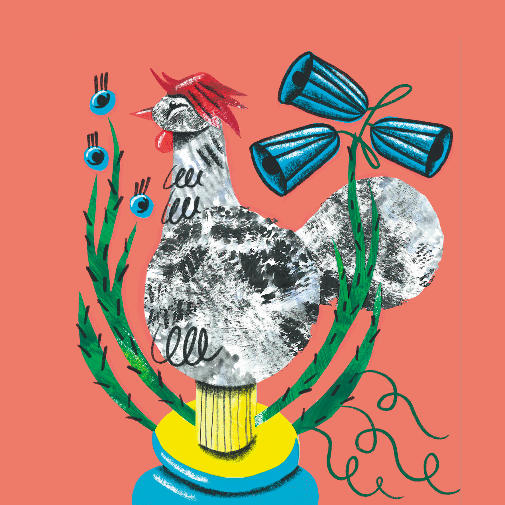 "Souvenirs", Collage, Acryl auf Papier und Buntstift
