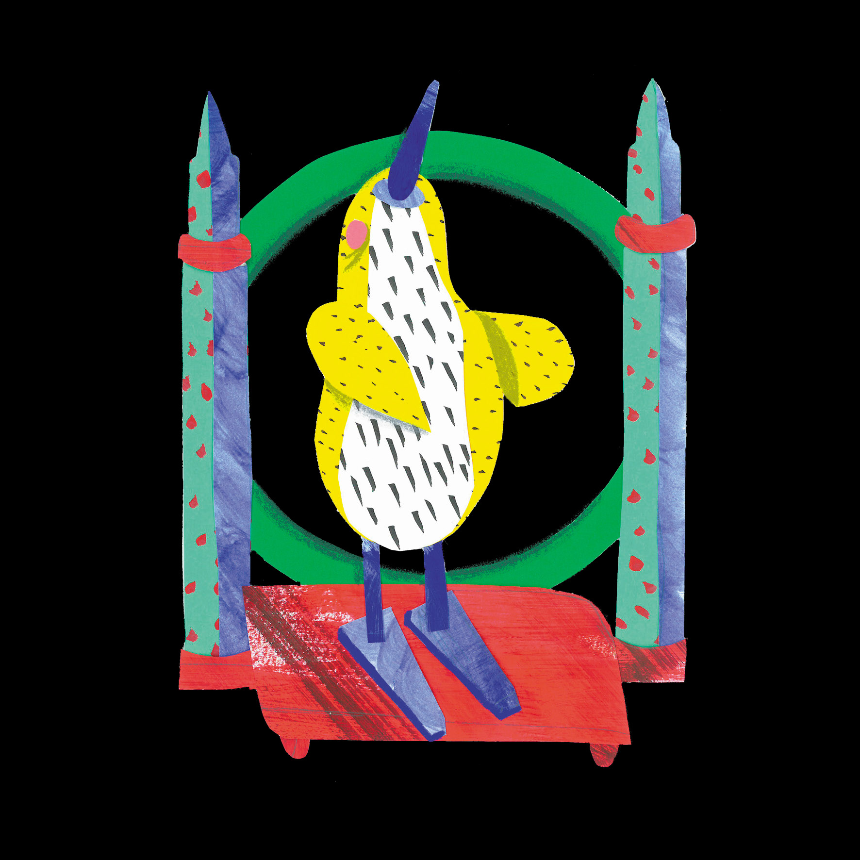 "Souvenirs", Collage, Acryl auf Papier und Buntstift