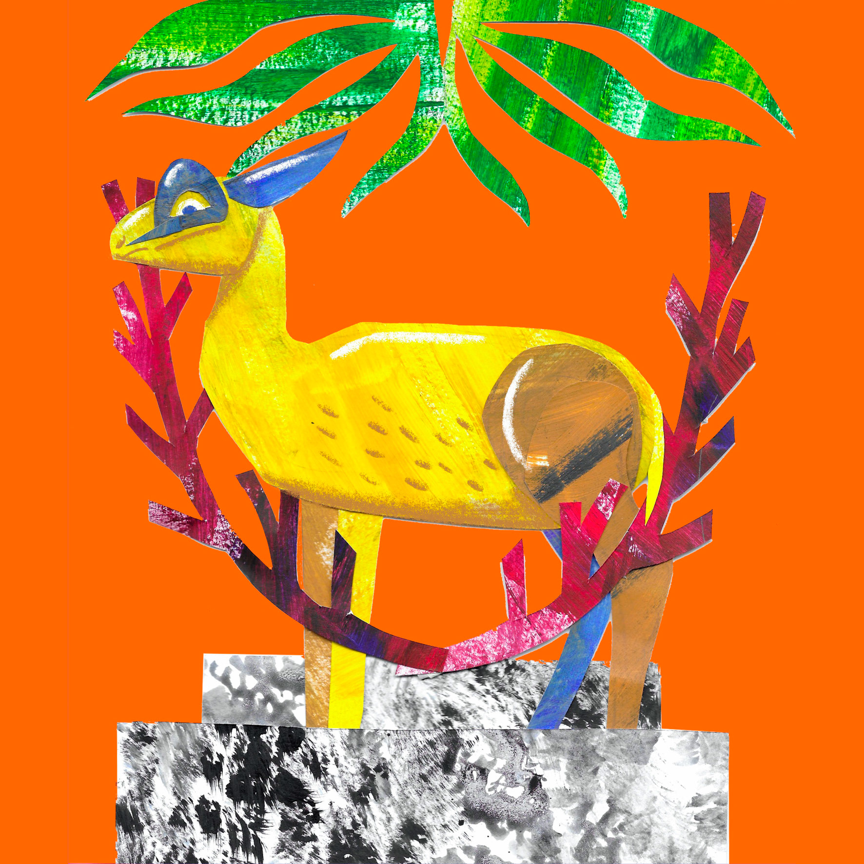 "Souvenirs", Collage, Acryl auf Papier und Buntstift