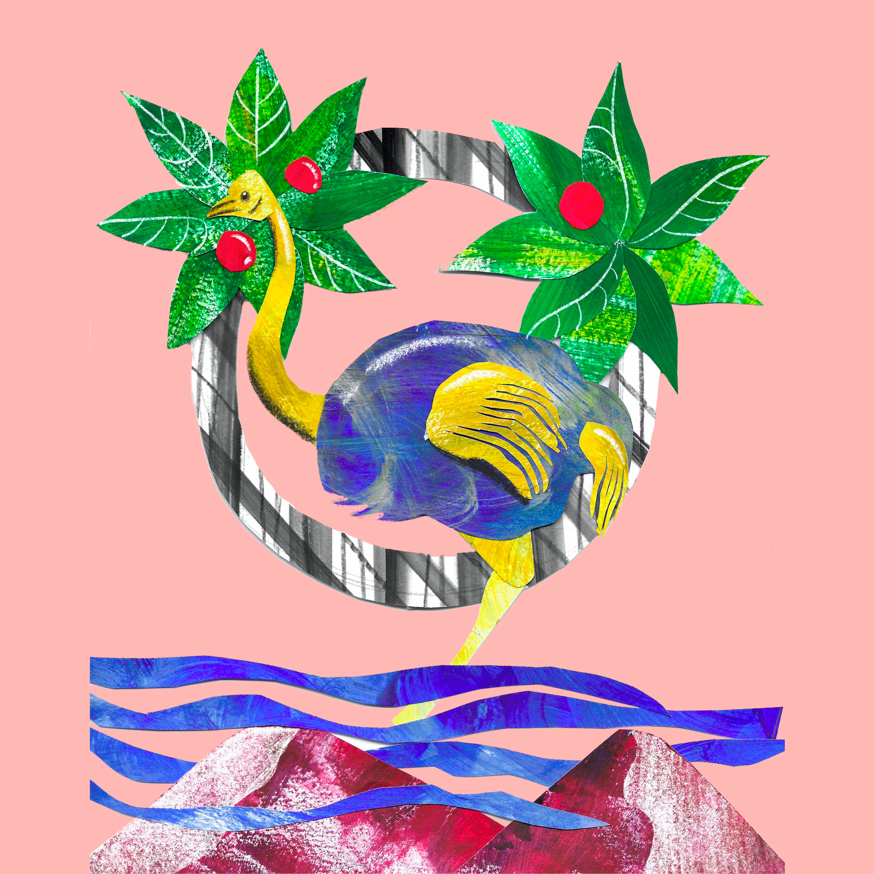 "Souvenirs", Collage, Acryl auf Papier und Buntstift