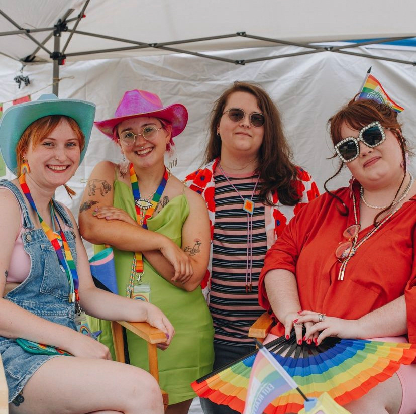 SoKno Pride Market, June 2022 (L to R: Me, Em,