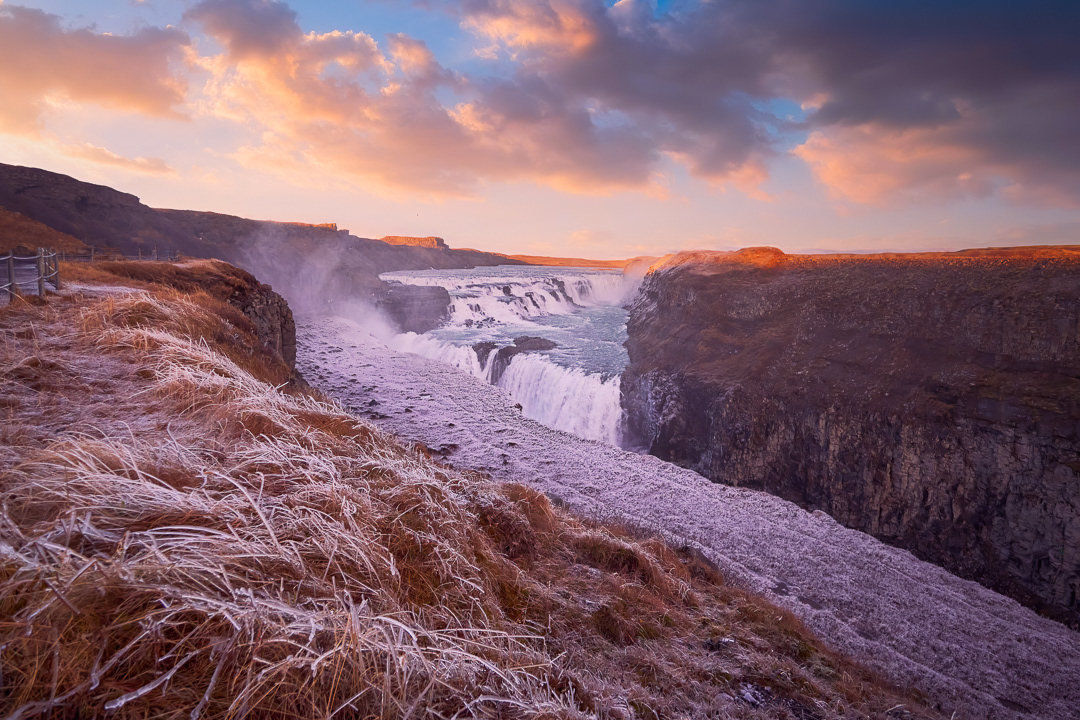 Frozen grass near the Gullfoss waterfall 2018