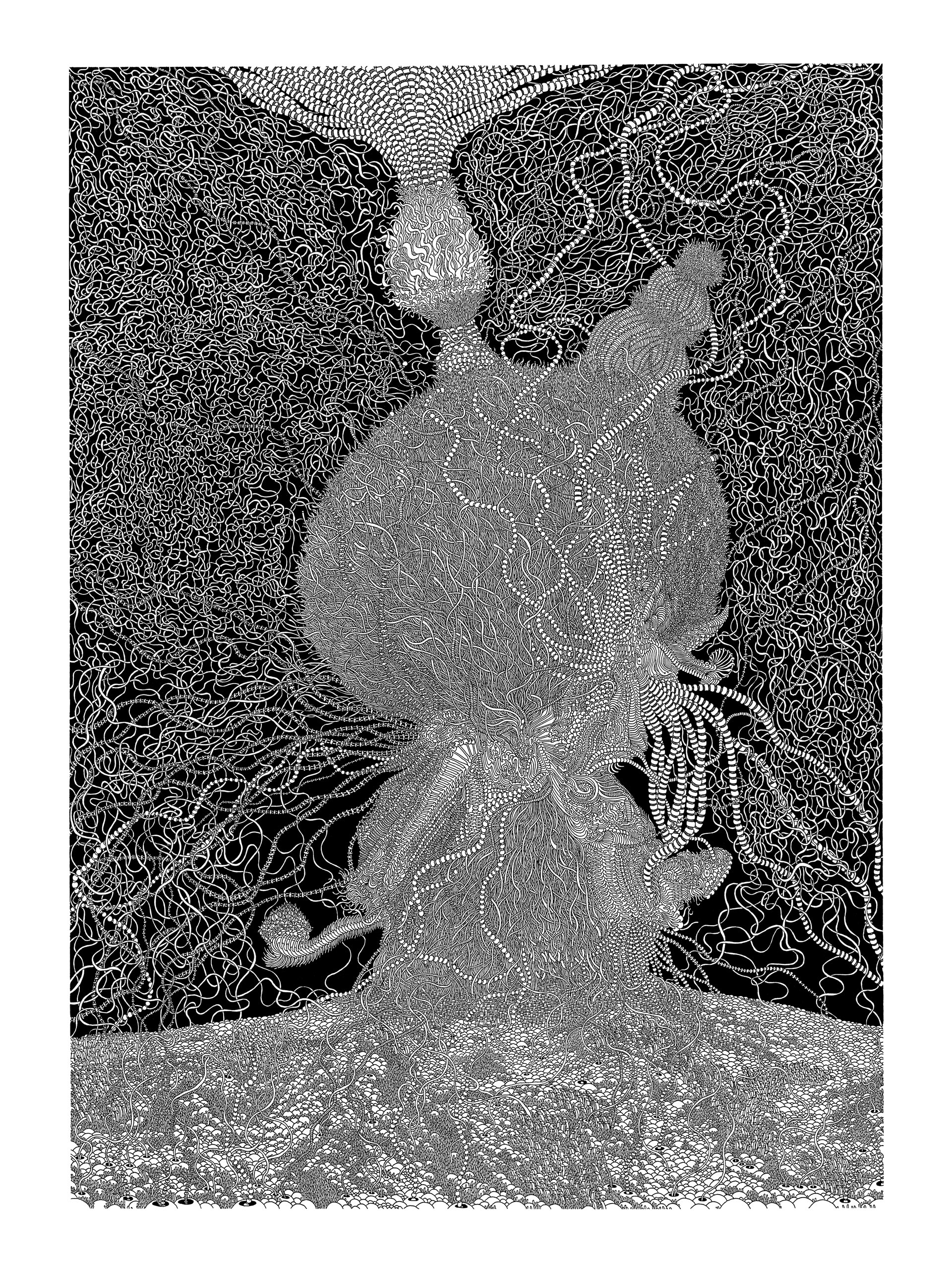 "A Dream of Cactus" 18" x 24" Ink on paper, 2026
