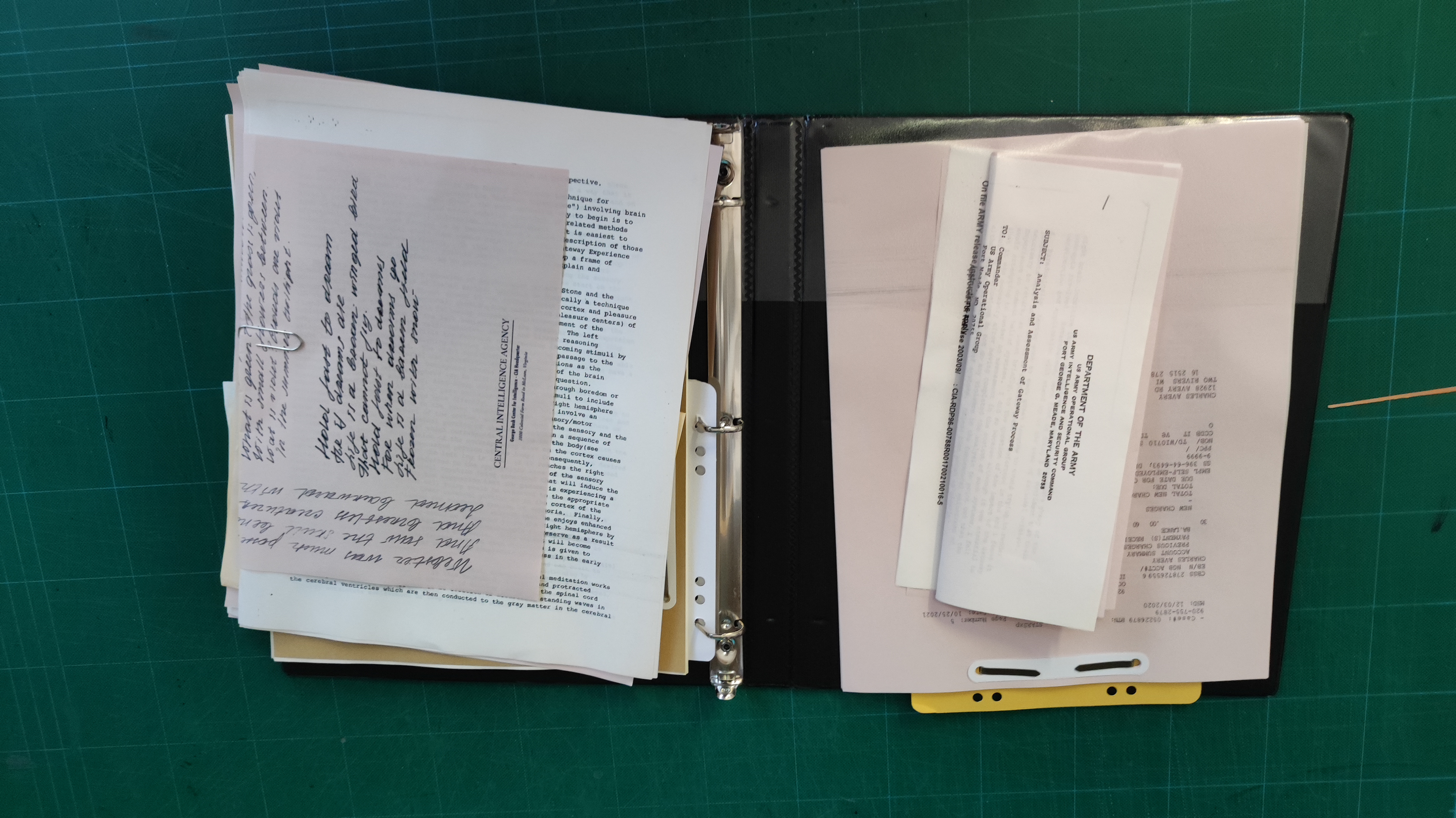 CIA's binders content