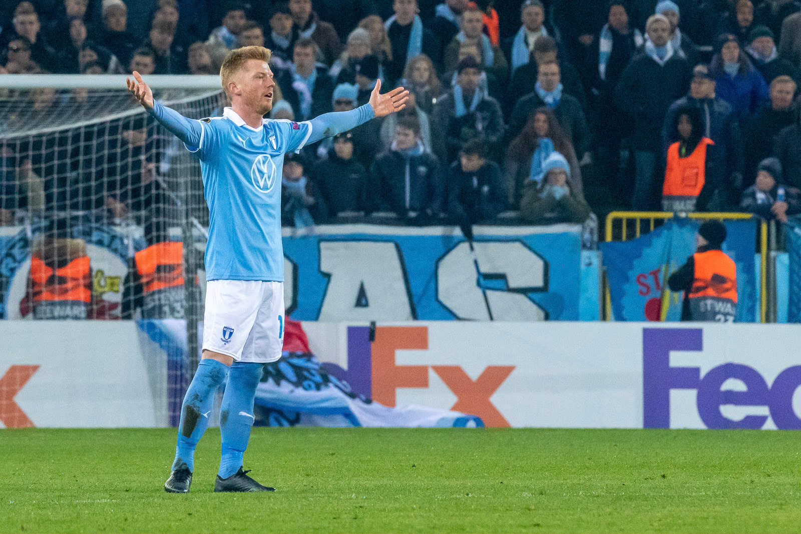 2020-02-27 | Malmö, Sweden: Malmö FF (14) Anders Christiansen during the Europa League game between Malmö FF and Vfl Wolfsburg at Eleda stadion ( Photo by: Roger Linde | Swe Press Photo )Keywords: Eleda stadion, Malmö, Soccer, Europa League, Malmö FF, Vfl Wolfsburg, mff, mw200227