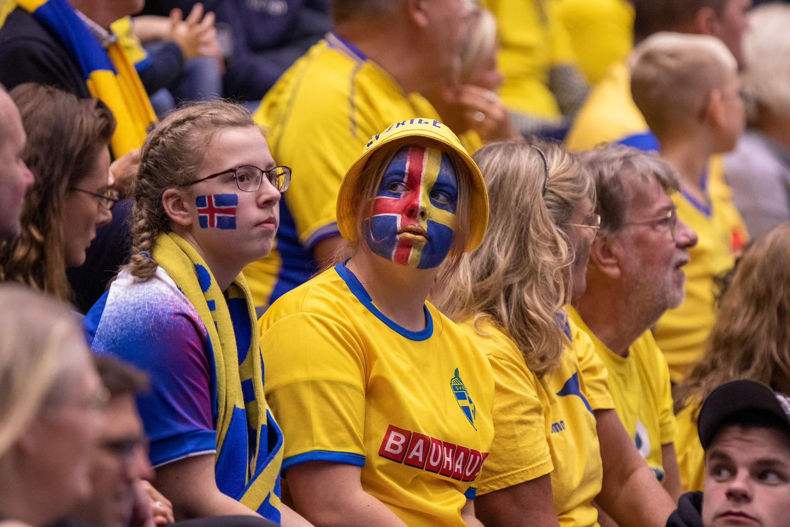 2019-10-25 | Kristianstad, Sweden: Fans during the game between Sweden and Iceland at Kristianstad Arena ( Photo by: Roger Linde | Swe Press Photo )Keywords: Kristianstad Arena, Kristianstad, Handball, Friendly game, Sweden, Iceland, si191025