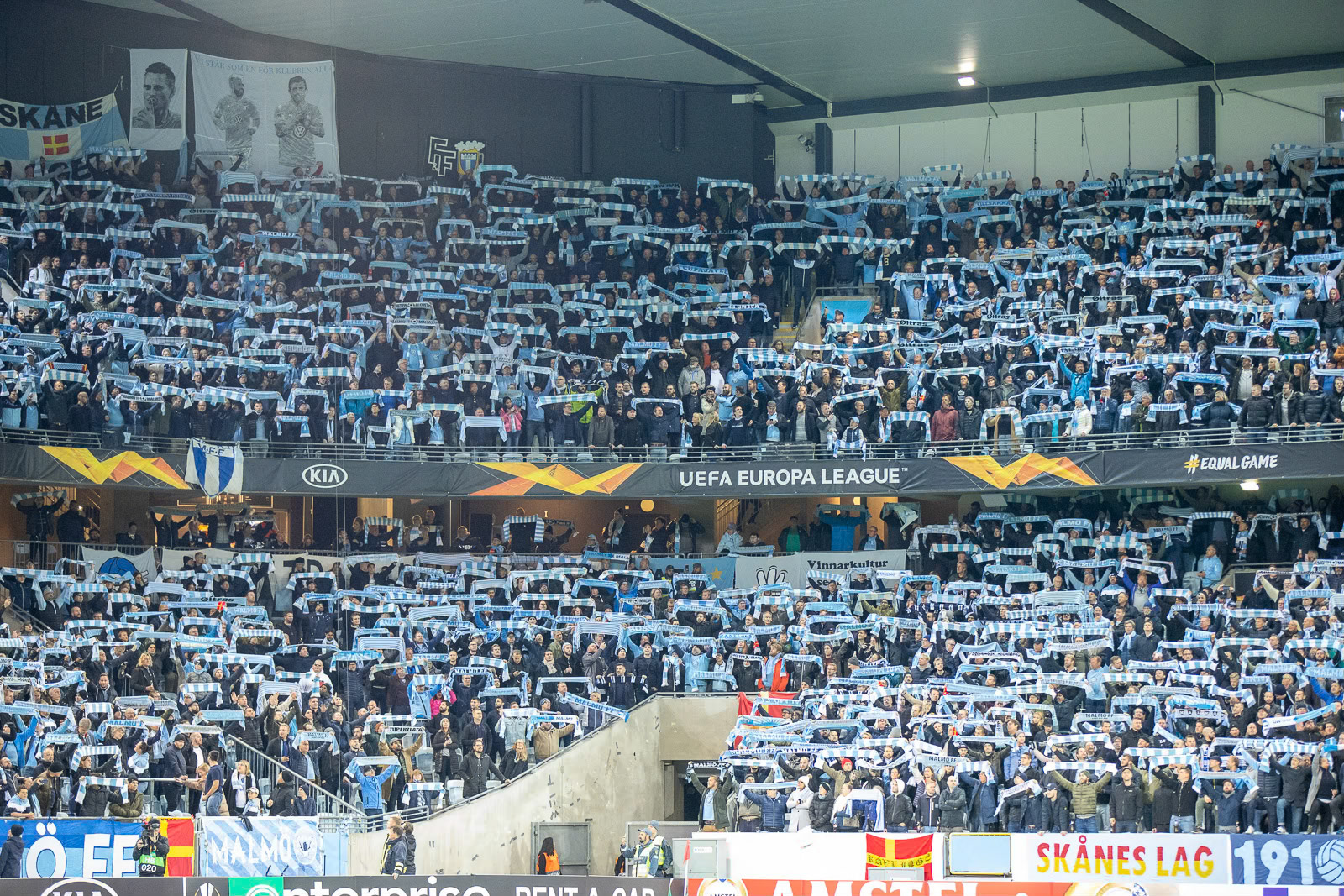 2019-10-03 | Malmö, Sweden: Malmö F fans 6during the game between Malmö FF and FC Köpenhamn at Swedbank Stadion ( Photo by: Roger Linde | Swe Press Photo )Keywords: Swedbank Stadion, Malmö, Soccer, Europa League, Malmö FF, FC Köpenhamn, mk191003, mfffck, uel