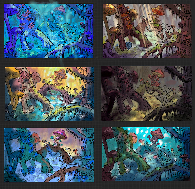 Color studies for Enchanted Forest