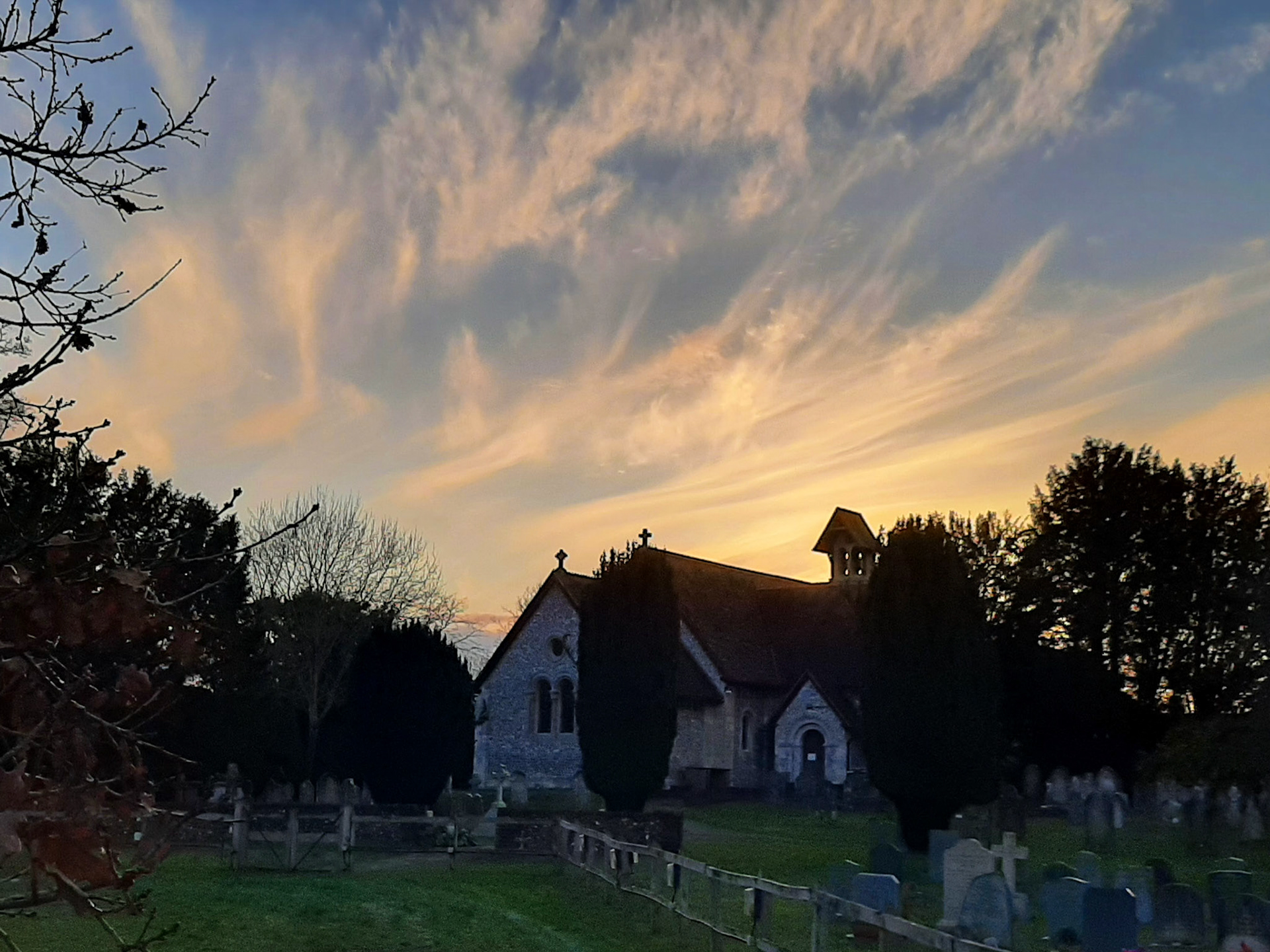 Sunset over the church