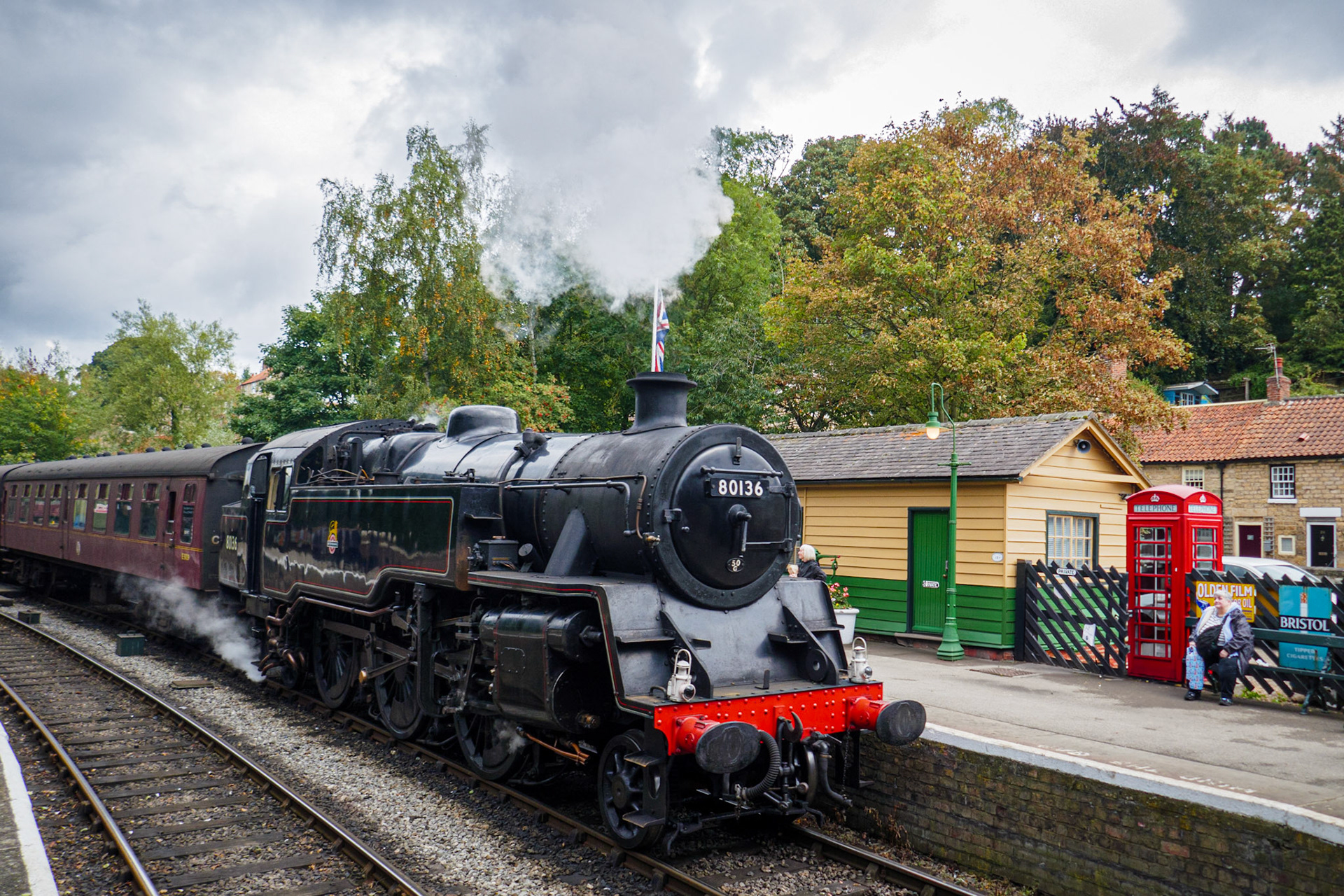 Steam train entering Pickering station