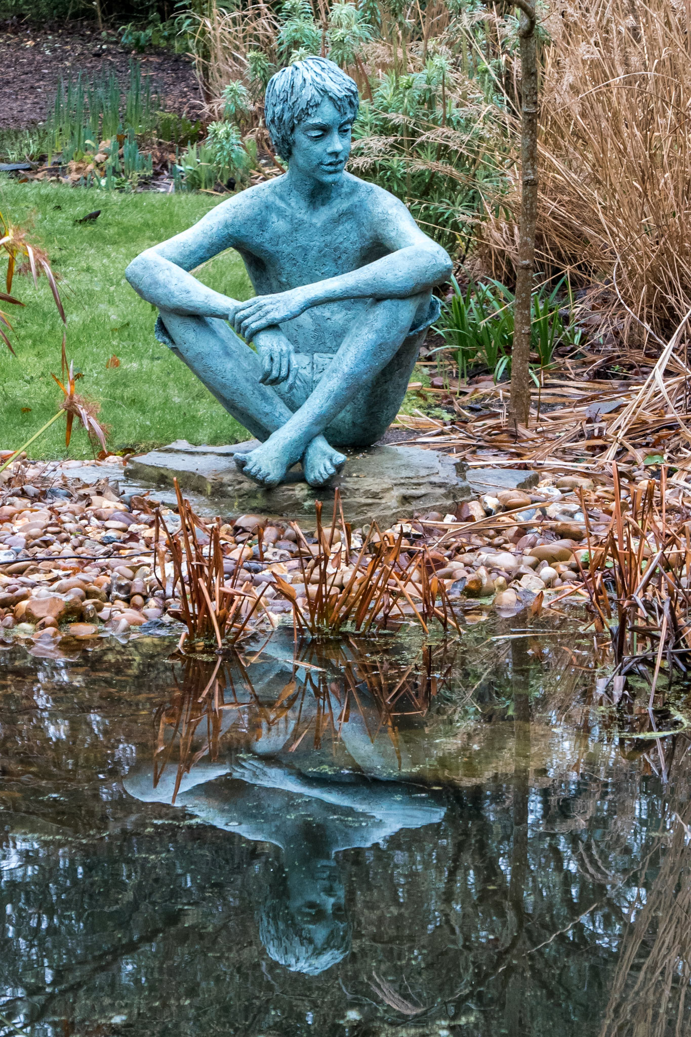 Sculpture reflected in the pond