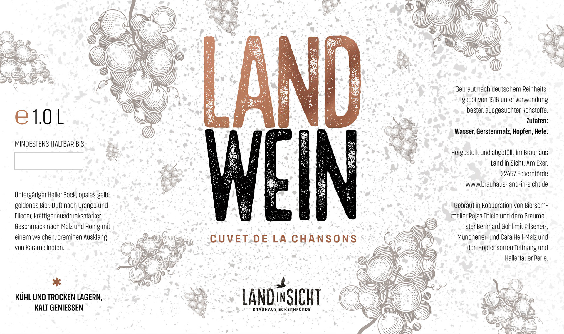 Studie, Etikett für Bieretikett Land in Sicht