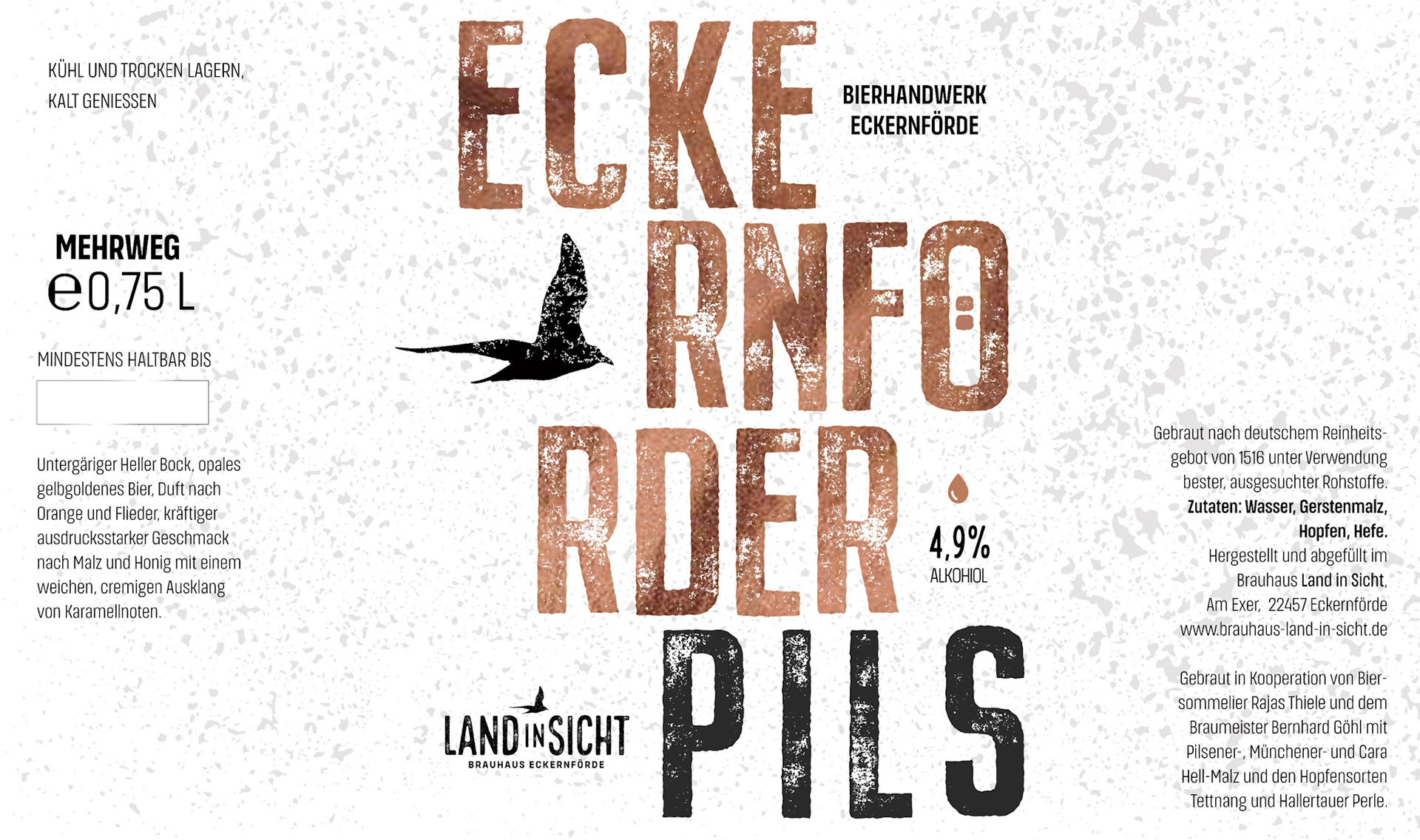 Studie, Etikett für Bieretikett Land in Sicht