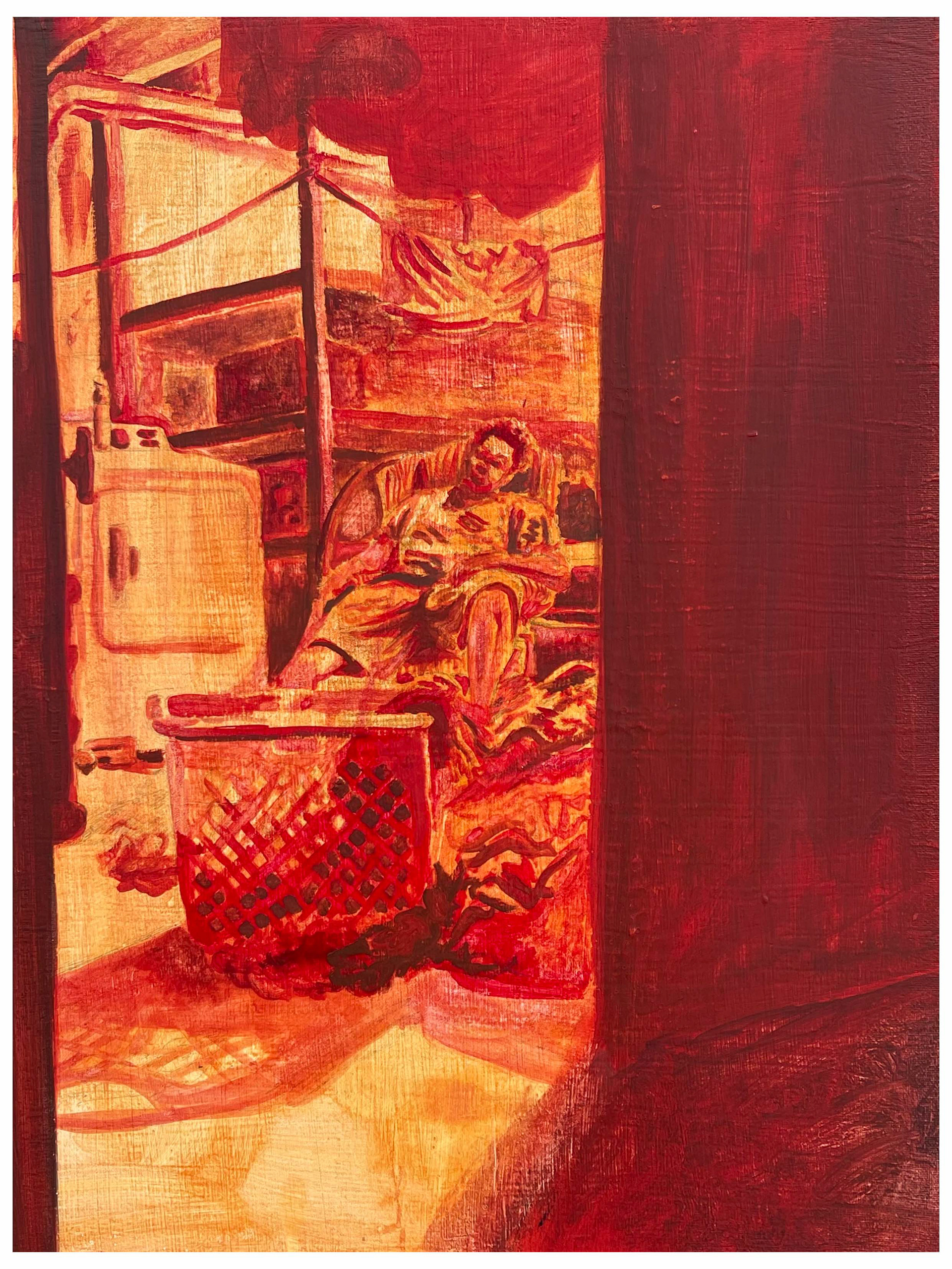 "Wash. Fold. Dry. Repeat." 18"x24" (oil)