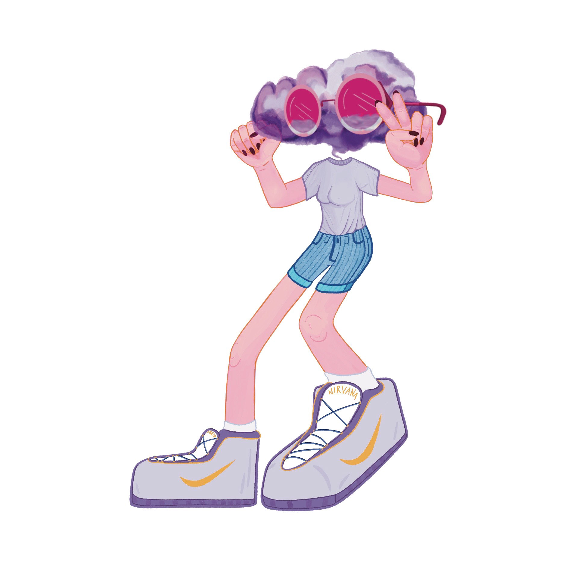 head in the clouds sticker
