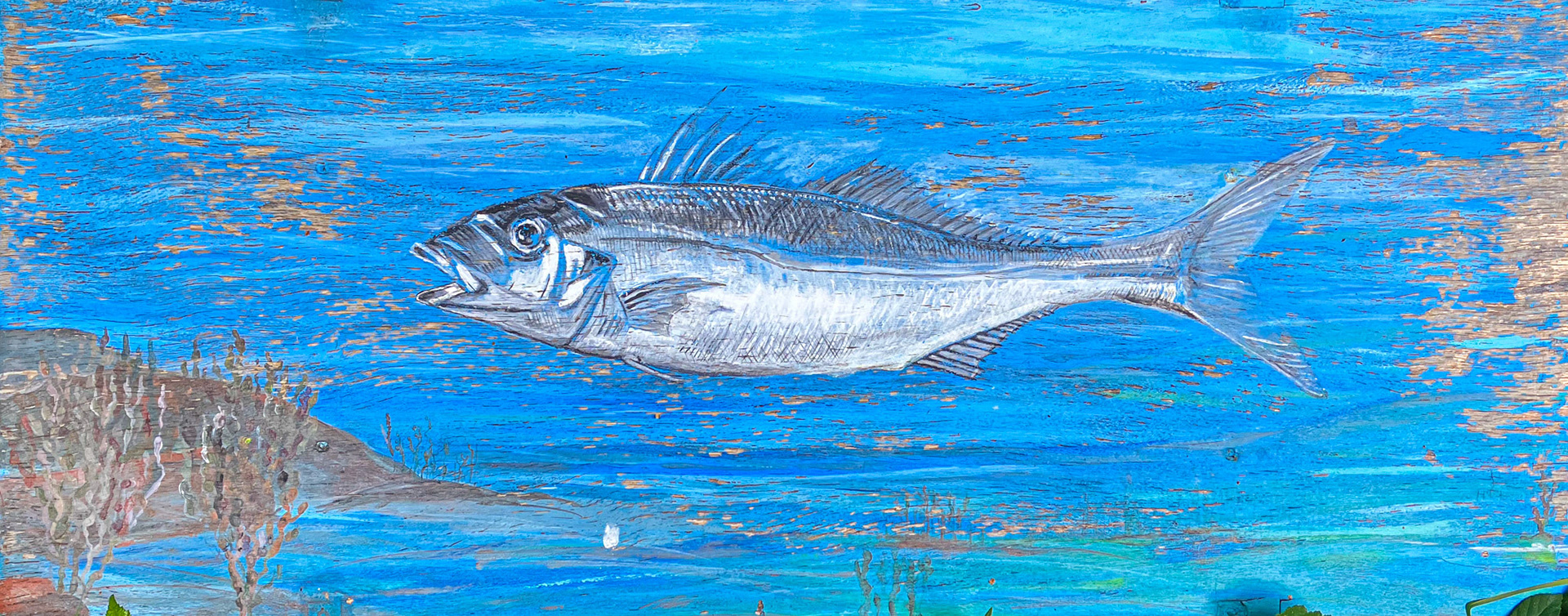 Le Bar bleu - Acrylique sur panneau de bois 1999